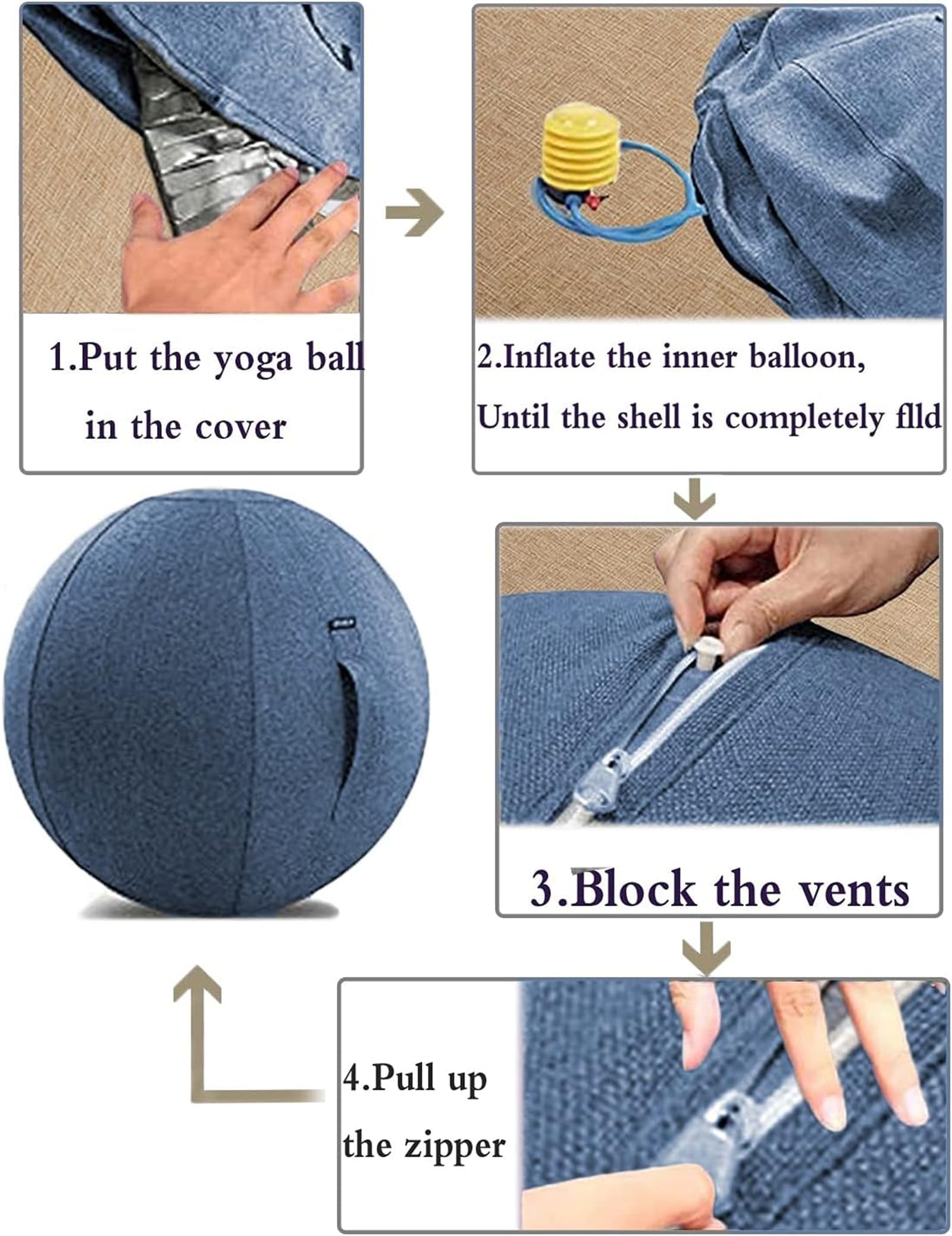 Yoga-Ball-Abdeckung – Gymnastikball-Abdeckung für Erwachsene, Fitness, Pilates, Sitzball, Stuhlbezug für Büro, Schwangerschaft und Arbeit