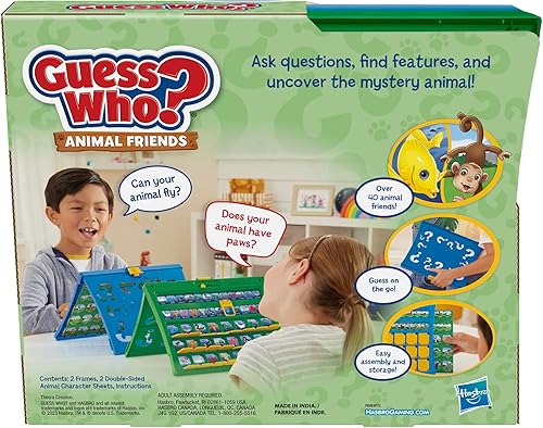 Miniatura 2 de Guess Who? Juego de animales amigos para niños de 6 años en adelante, juego con animales, incluye 2 hojas de animales de doble cara (exclusivo de