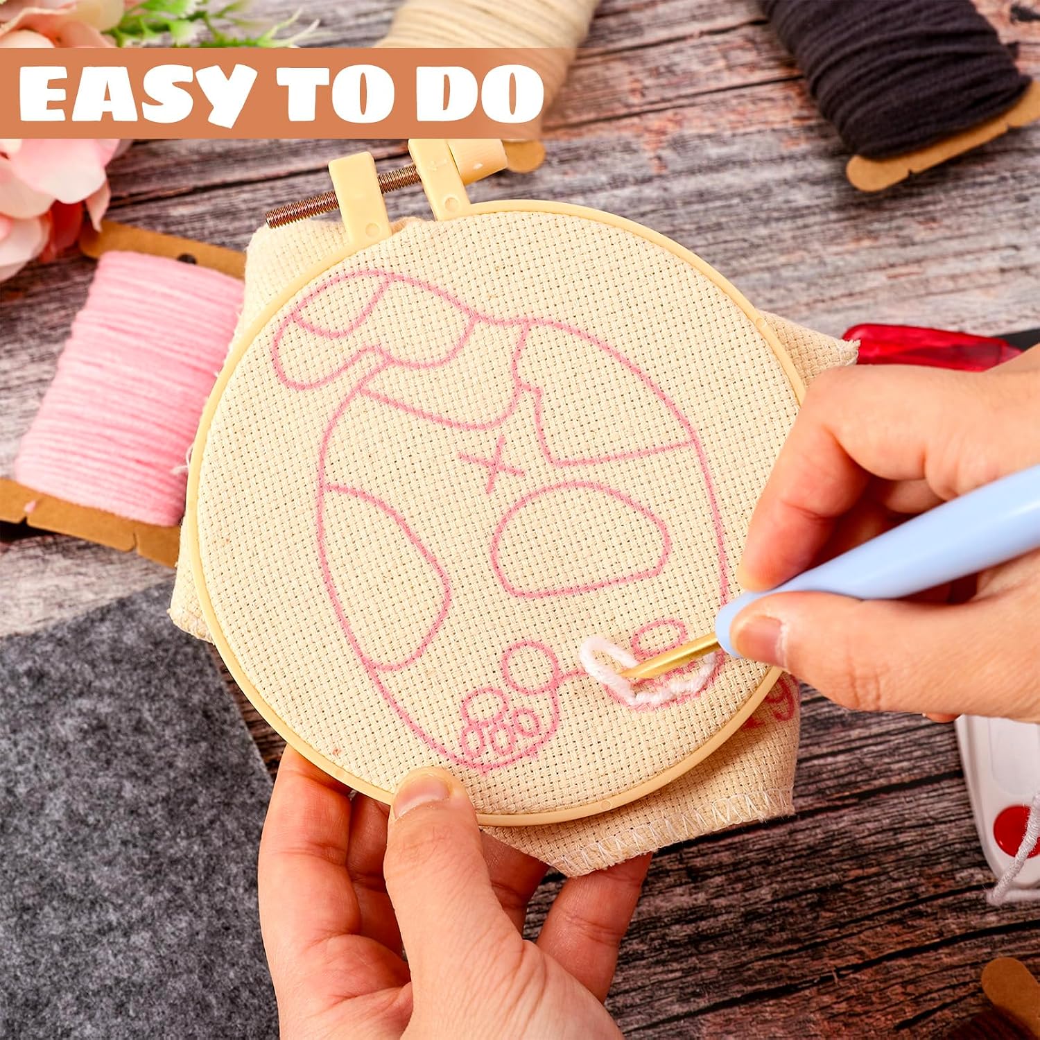 JarThenaAMCS 26 Pcs Pet Punch Needle Coaster Kits Cat Crafts Coasters Kit with Adhesive Felt Yarns Embroidery Hoop Instruction for Adults Beginners DIY Decor
