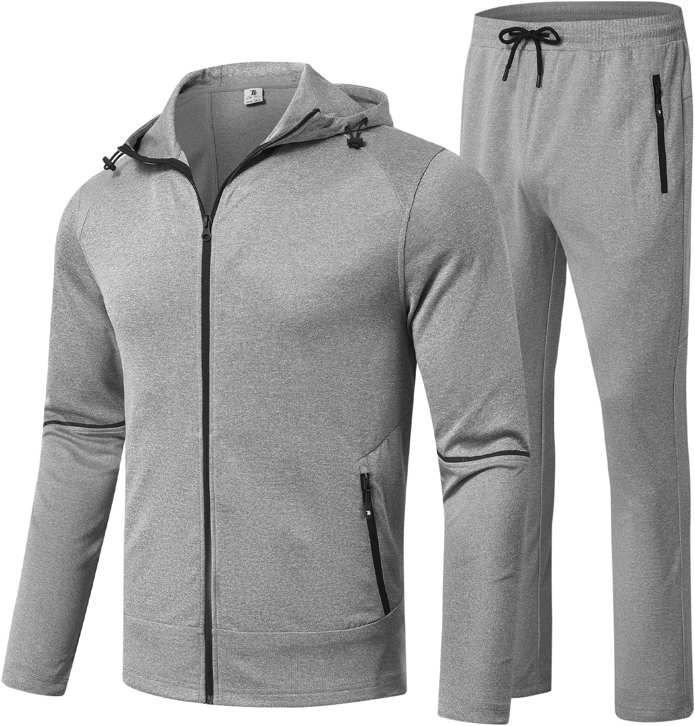 BGOWATU Men’s Tracksuits Set Full Zip Jacket Hoodie Sweatsuit Running Sport Pants Outfits for Men with Zipper Pockets