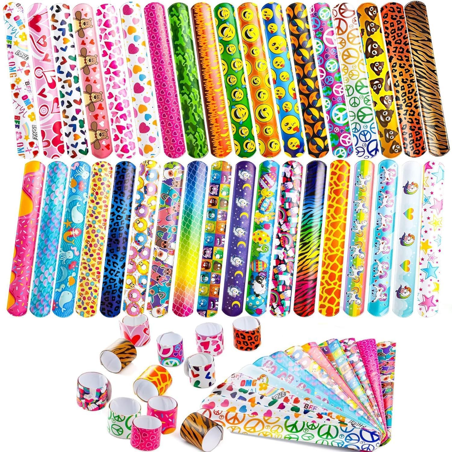 Flipster 15 Pack Multicolor Birthday Slap Bracelets, Kids Game, Party Favor, Return Gifts For Kids