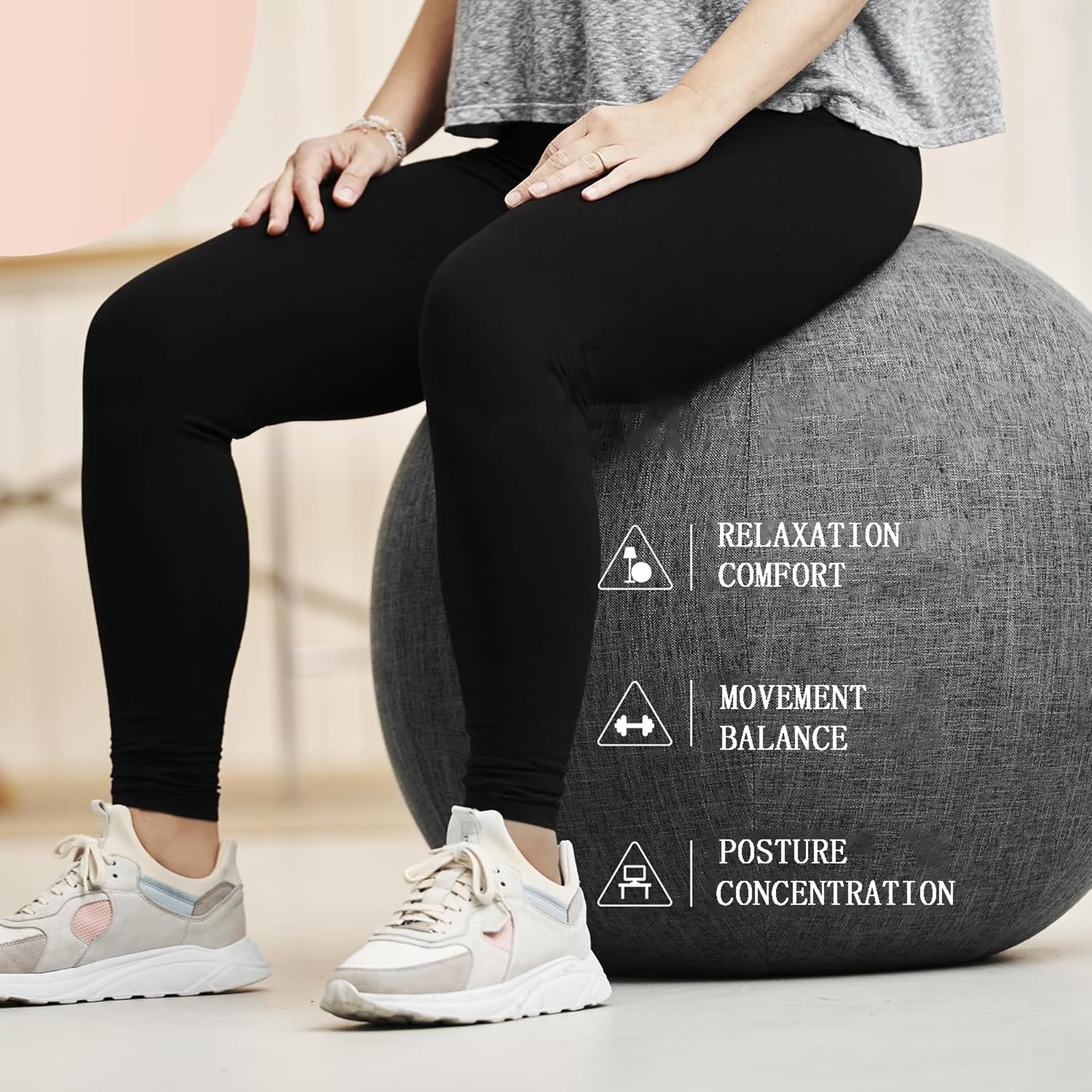 9 Colori Palla per Lo Pilates/Sedia da Ufficio Copri 55/65/75cm, 2 PCS Kit di Ricambio per Spina a Sfera per Esercizi, Resistente alla Sporcizia Pilates Yoga Copri (Nessuna Palla)