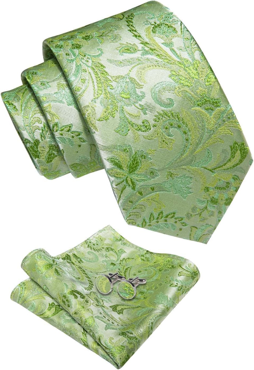 Paisley Tie Sets Floral Necktie Handkerchief Cufflinks Set Silk Woven Ties Business Wedding Party - Image 2