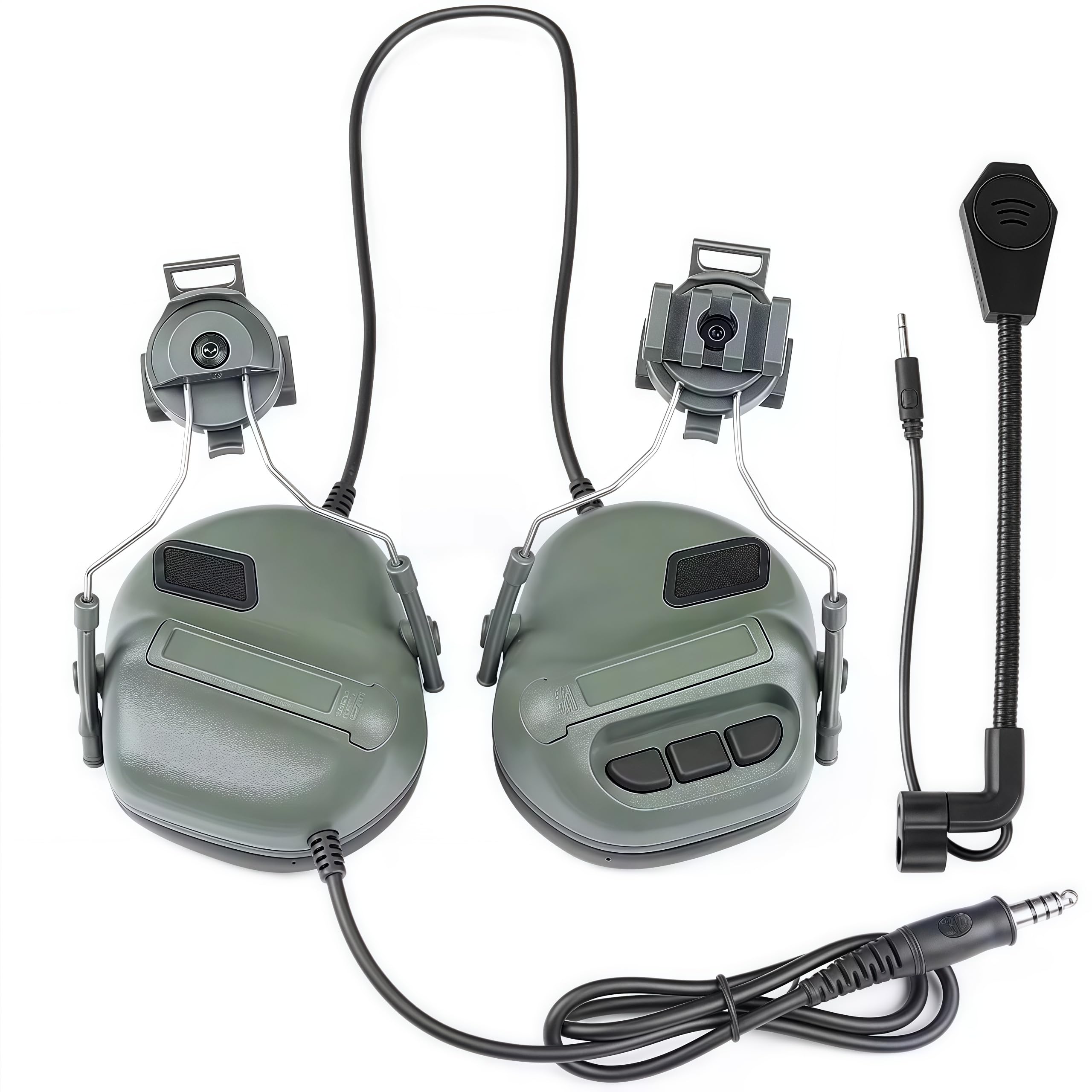 ACEXIER Cuffie tattiche senza microfono, riduzione del rumore, cuffie da tiro, caccia, comunicazione CS, interfono, cuffie, utilizzate con PTT