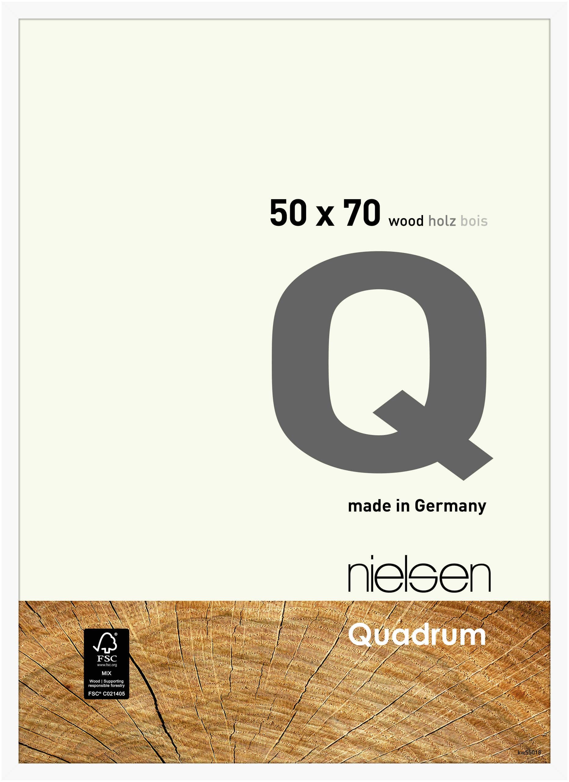 nielsen Quadrum Wooden Picture Frame - Matt White 50x70cm - with Float Glass and Easy Push-Turn Clips - for Photos and Art