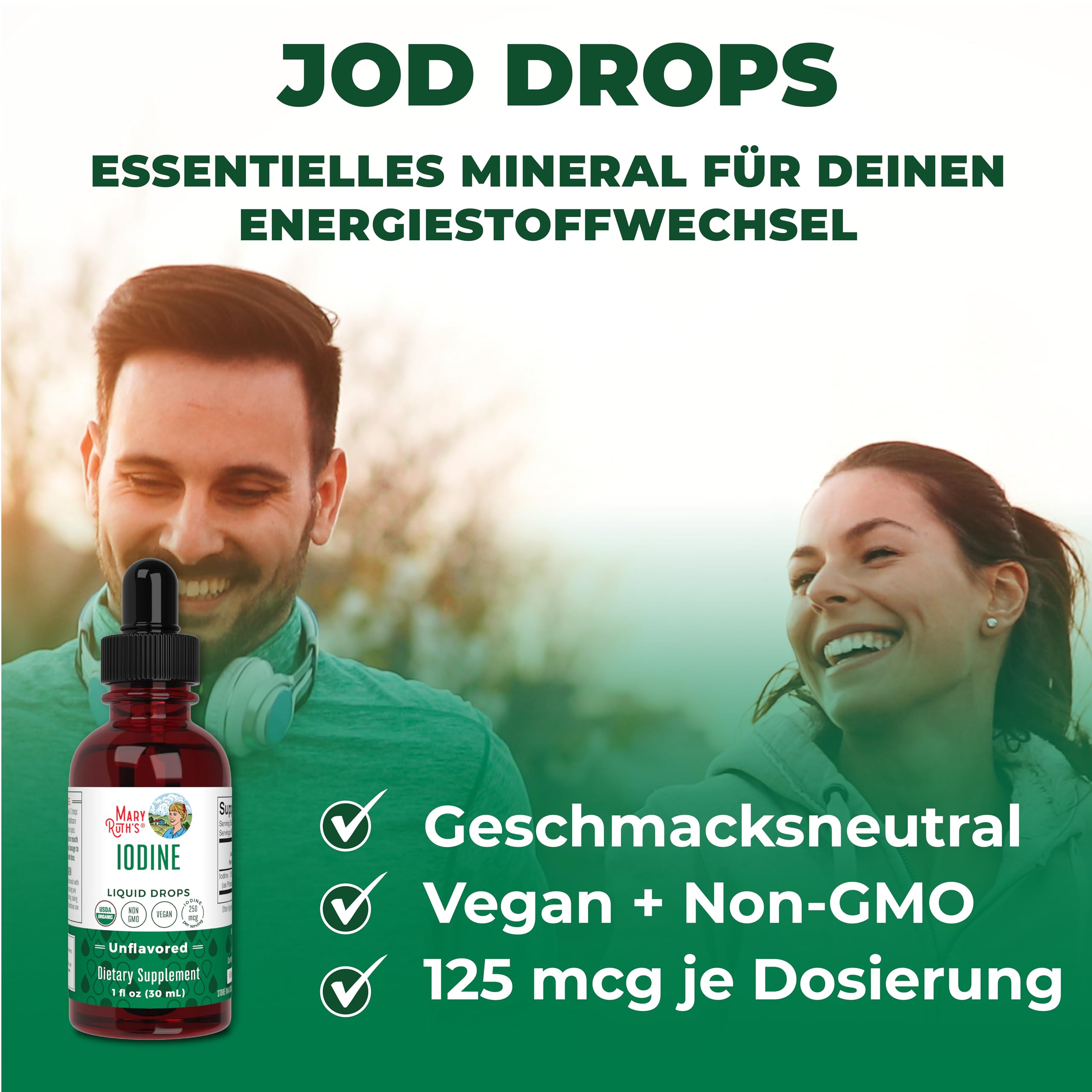 MaryRuth Organics, Iodine Drops, Jod-Tropfen, Nahrungsergänzungsmittel, 30ml, Vegan, Glutenfrei