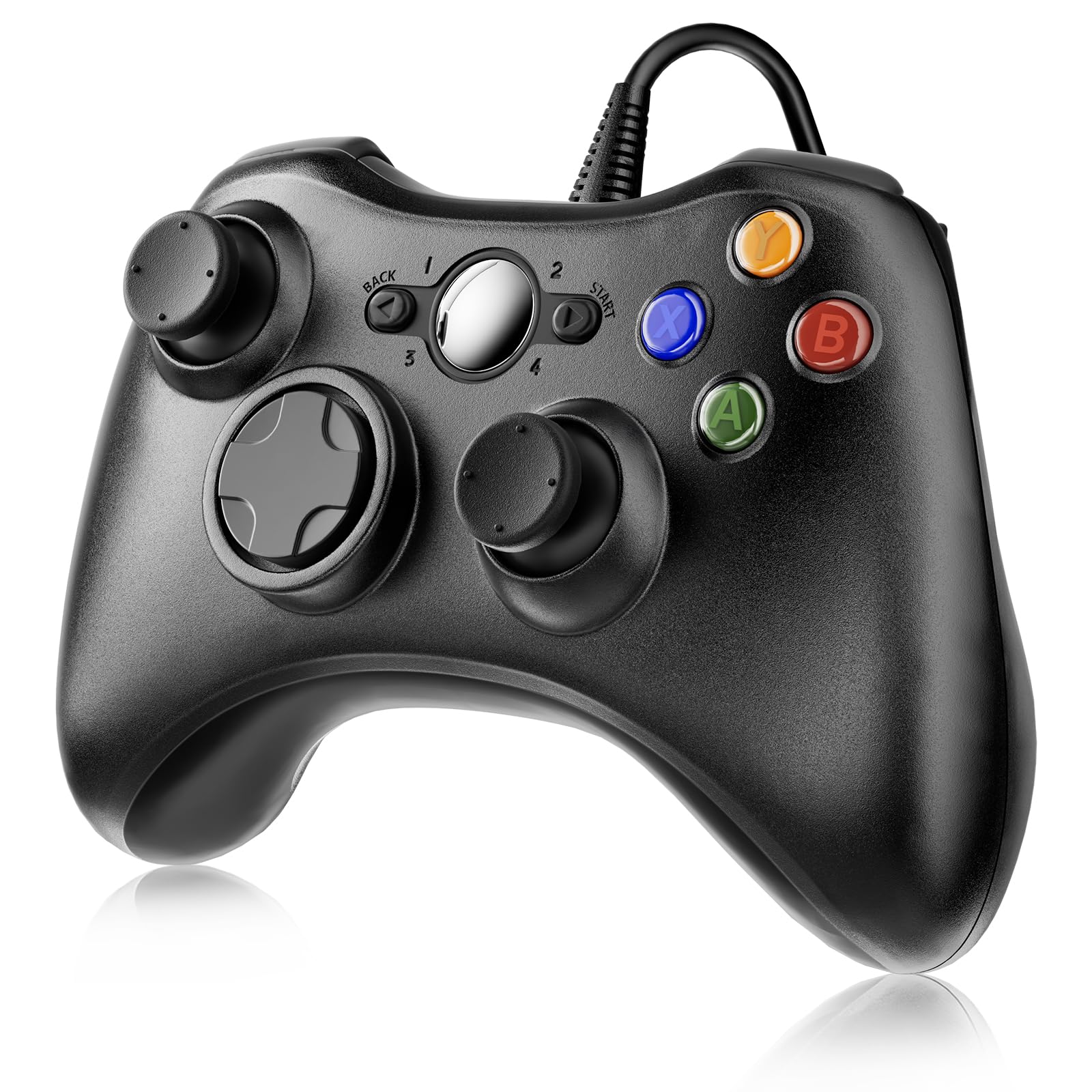 Suoxiom Wired Controller for Xbox 360 PC, USB Gaming Gamepad with Ergonomic Design, Plug & Play Dual Vibration Controller Compatible with Xbox 360 & Windows 10/8/7/XP