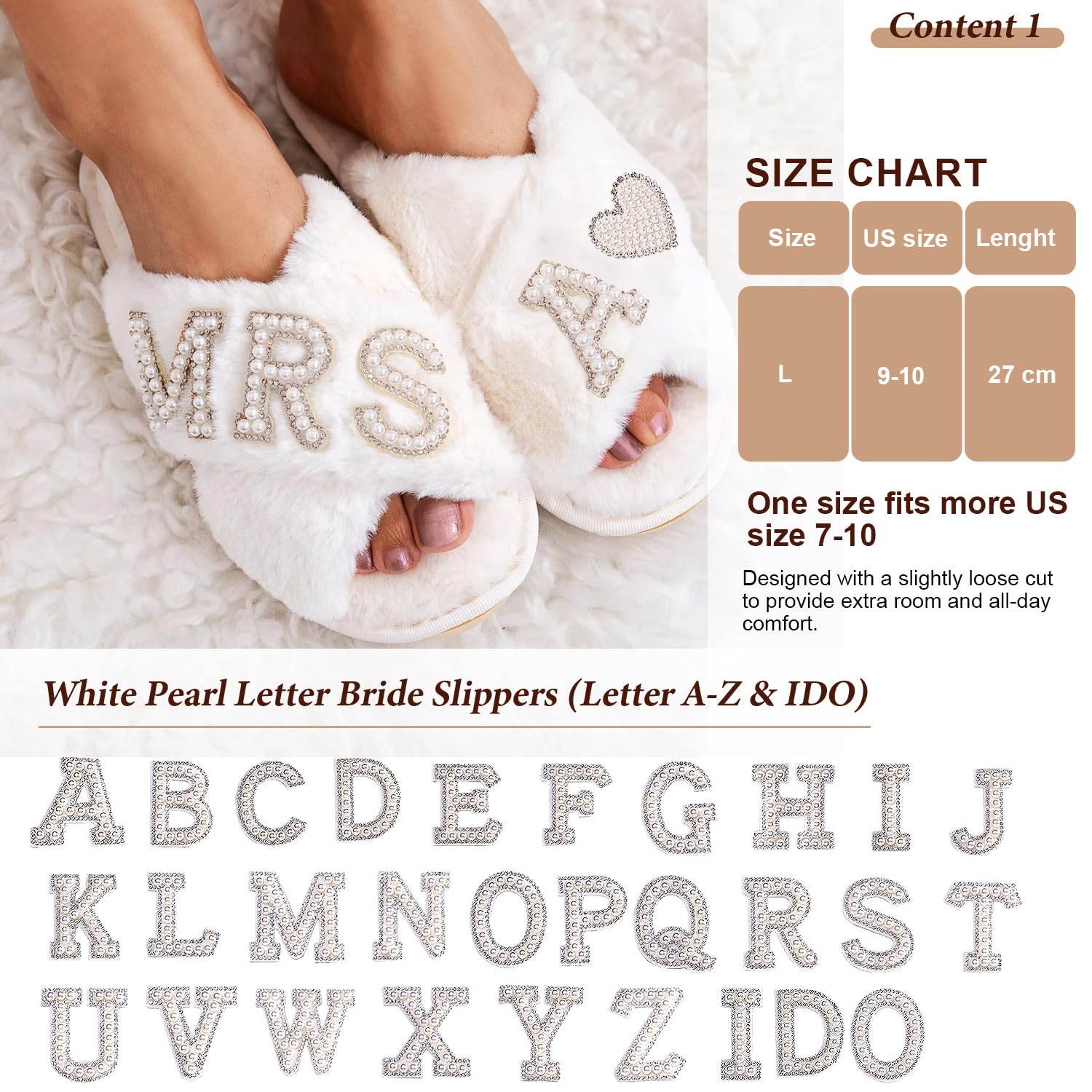 Personalized Initial Bridal Shower Gifts Box Set, Bride Slippers MRS Cosmetic Bag Bride Hair Clip Wedding Gifts for Bride, Bride to be Gifts Bachelorette Gifts