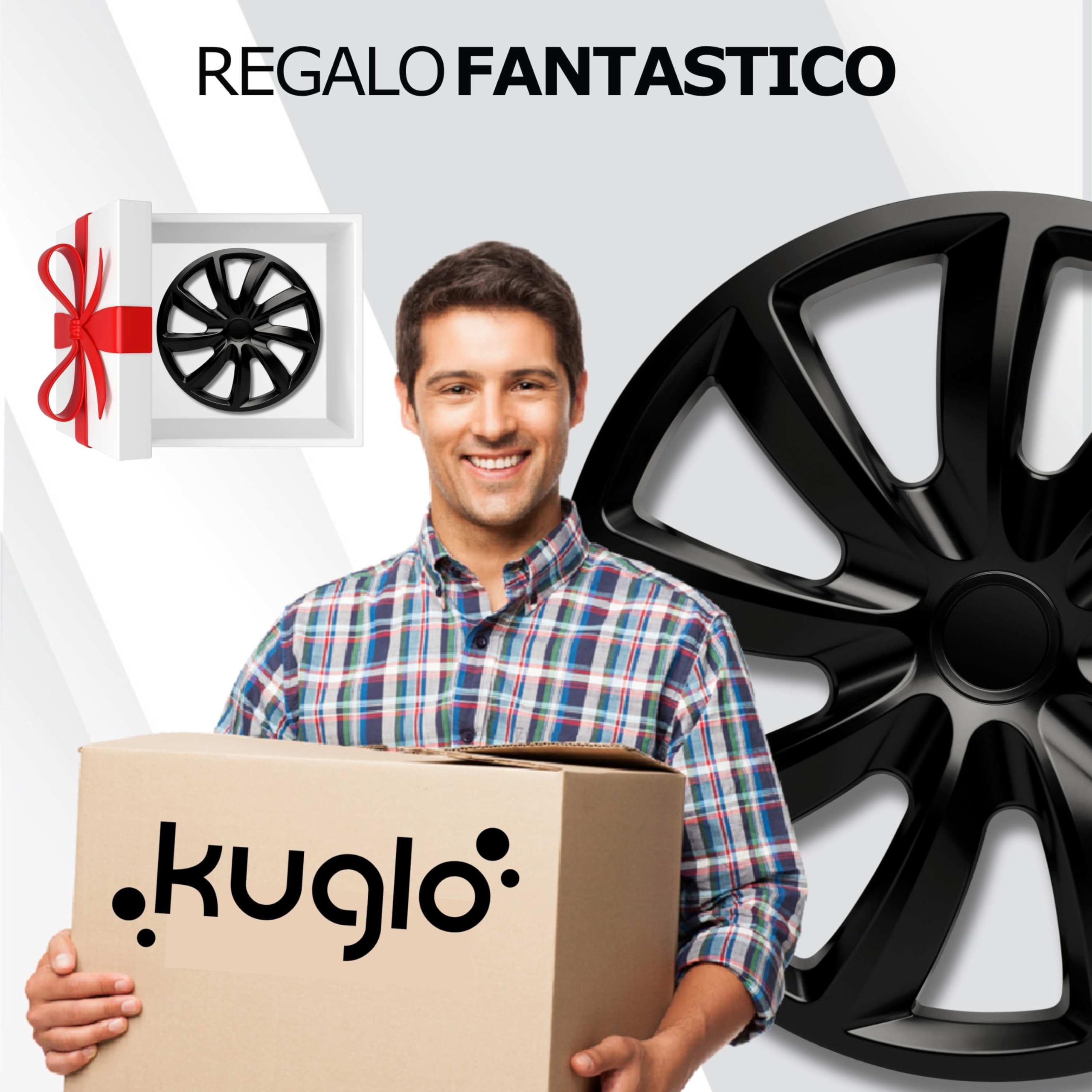 Copricerchioni 16 Pollici Neri – Set di 4 Coppe Ruota Universali per Cerchioni in Acciaio | Kuglo