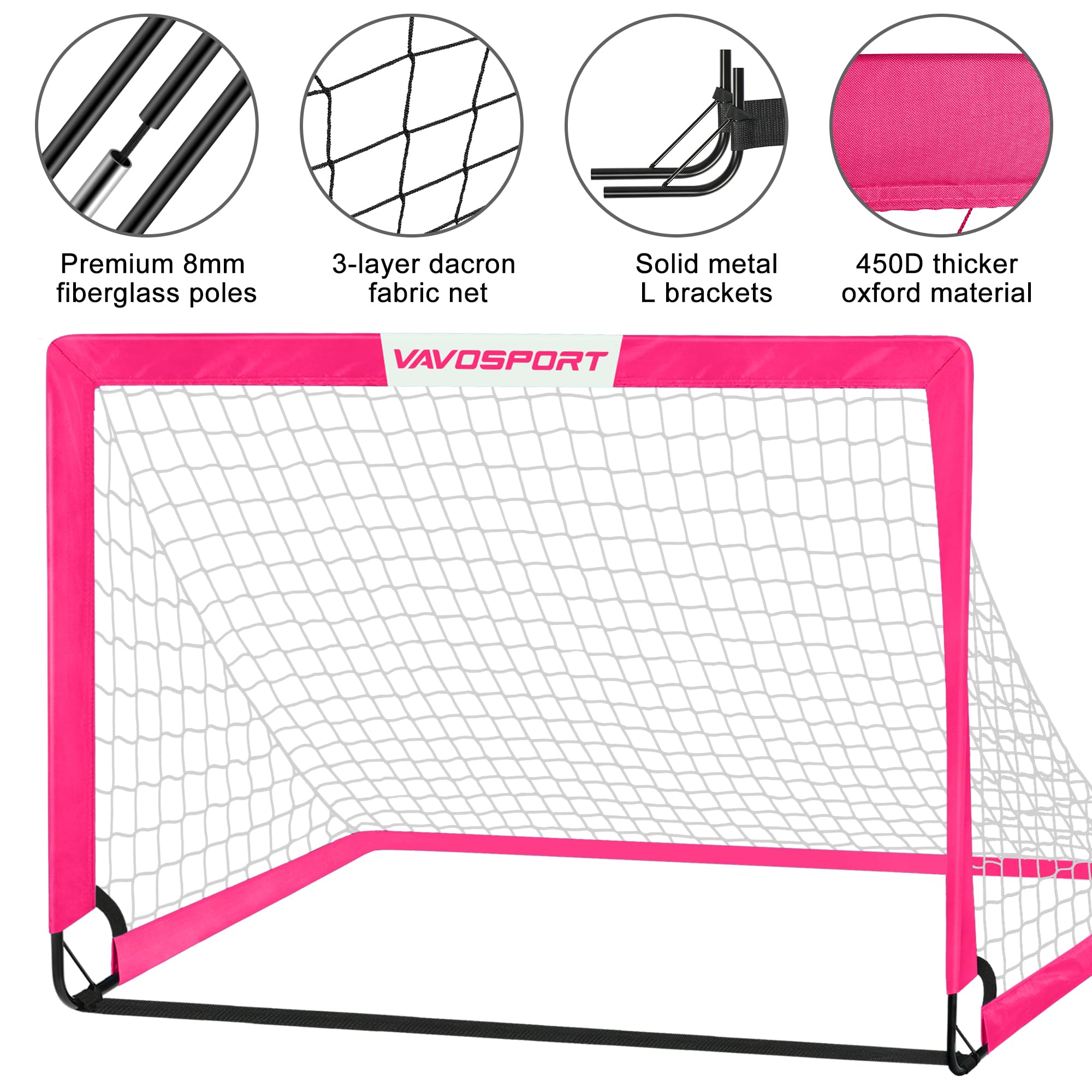 Soccer Goals for Backyard Set - 2 of 5' x 3.6' Portable Soccer Goal Training Equipment, Pop Up Soccer Net with Soccer Ball, Soccer Set for Games, Sports view 3