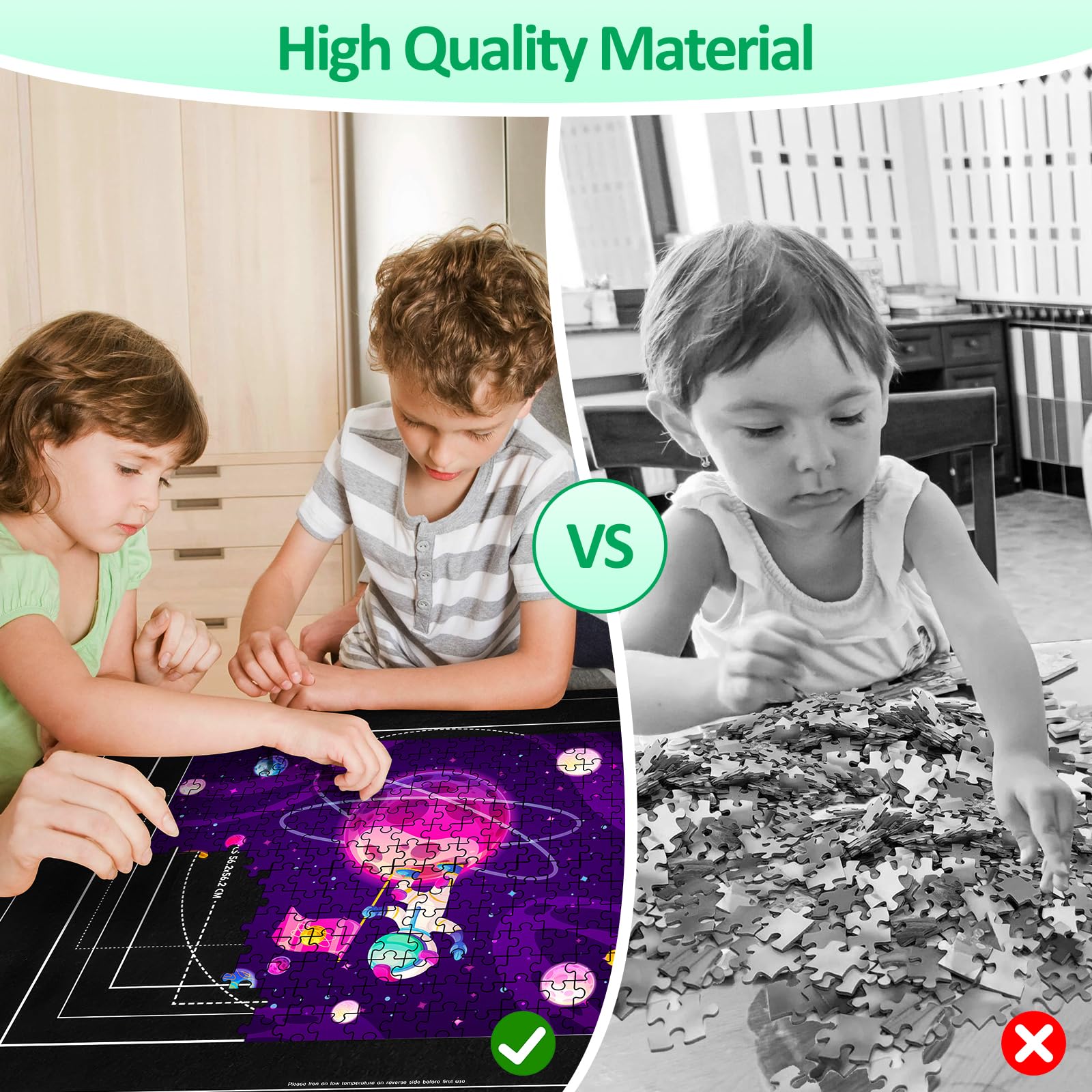 VFANDV Puzzle Matte – Tappetino puzzle portatile da 1000 a 3000 pezzi, 100 x 140 cm (nero)