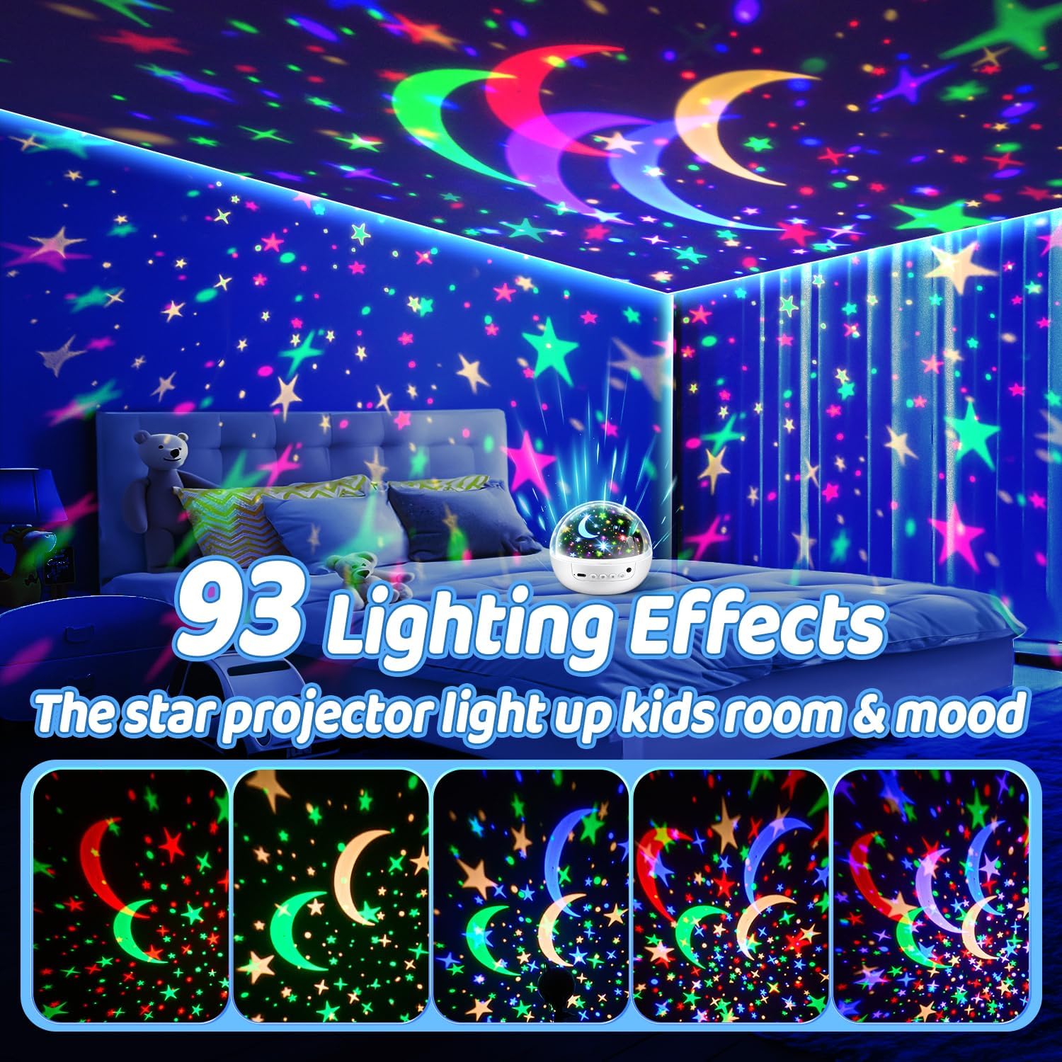 Proiettore di luce notturna 93 modalità di illuminazione, giocattoli per bambini regalo dimmerabile + timer + telecomando