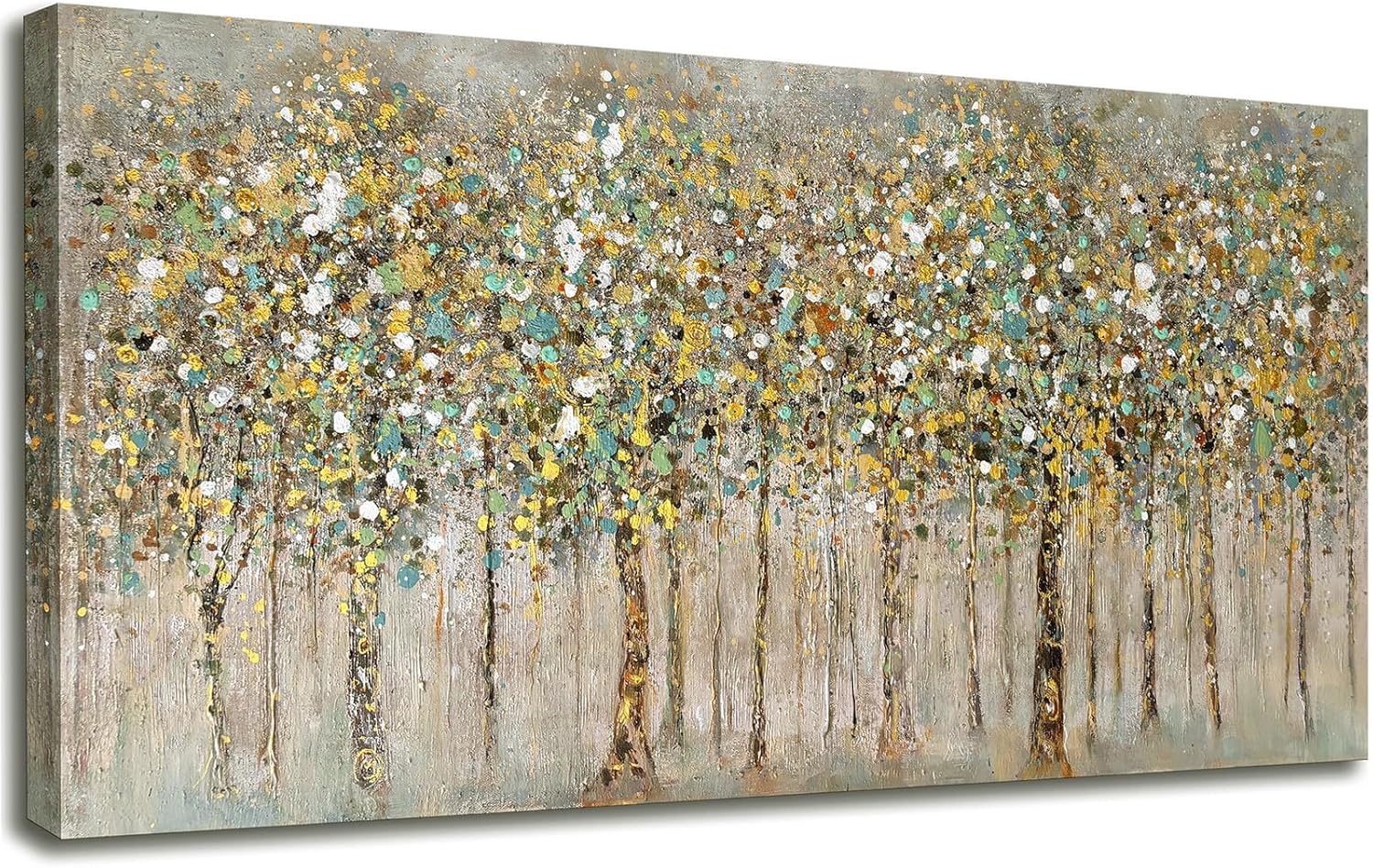 Large Framed Wall Art for Living Room Decor - Farmhouse Beach Coastal Painting Vintage Floral Ocean Wall Picture 3d Textured Flowers Canvas Print Artwork for Home Bedroom Office 24"x48"(Framed