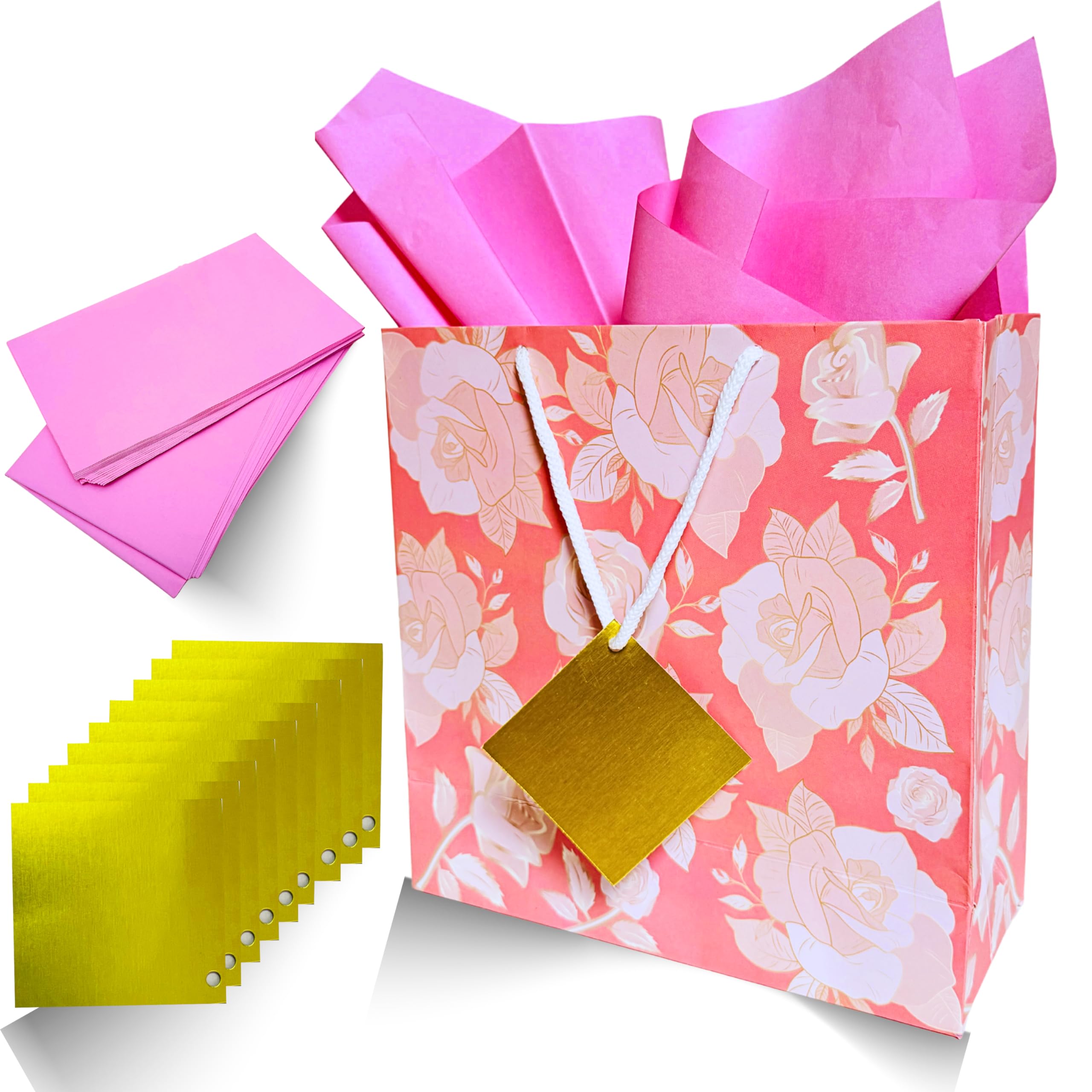 Leczonio Gift Bags Paper Gift Bag Paper Bags For Return Gifts Cary Bags For Gifting Party Favor Bags With Handles, Goodie Bags Gift Bags For Wedding, Birthdy (Peach Rose, Pack Of 10) (B0CMCJJ48F) Amazon Price History, Amazon Price Tracker