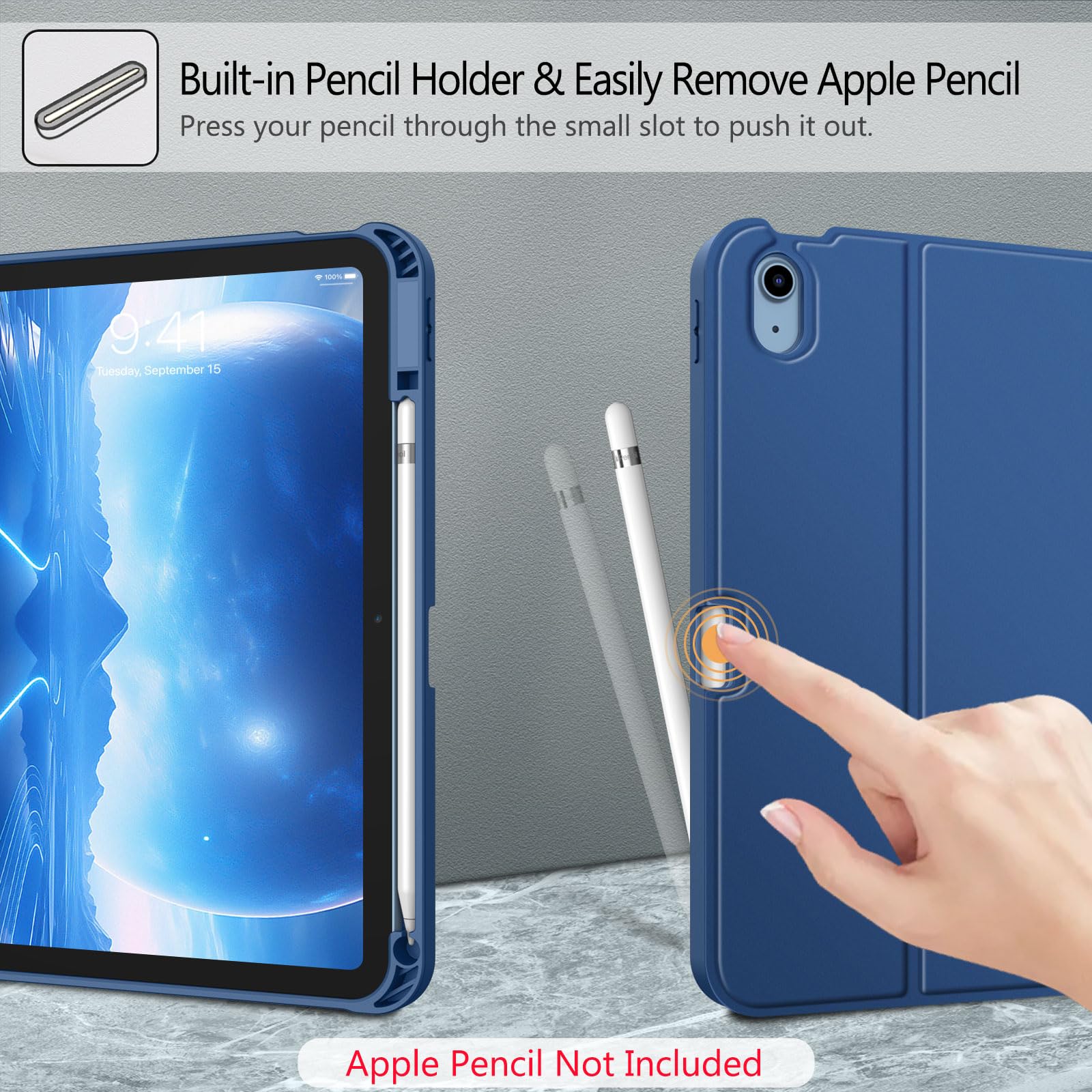 FINTIE Etui na klawiaturę do iPad 11. generacji 2025 11", iPad 10. generacji 2022 10,9" etui ochronne z magnetycznie zdejmowaną niemiecką klawiaturą i touchpadem z układem QWERTZ, granatowe