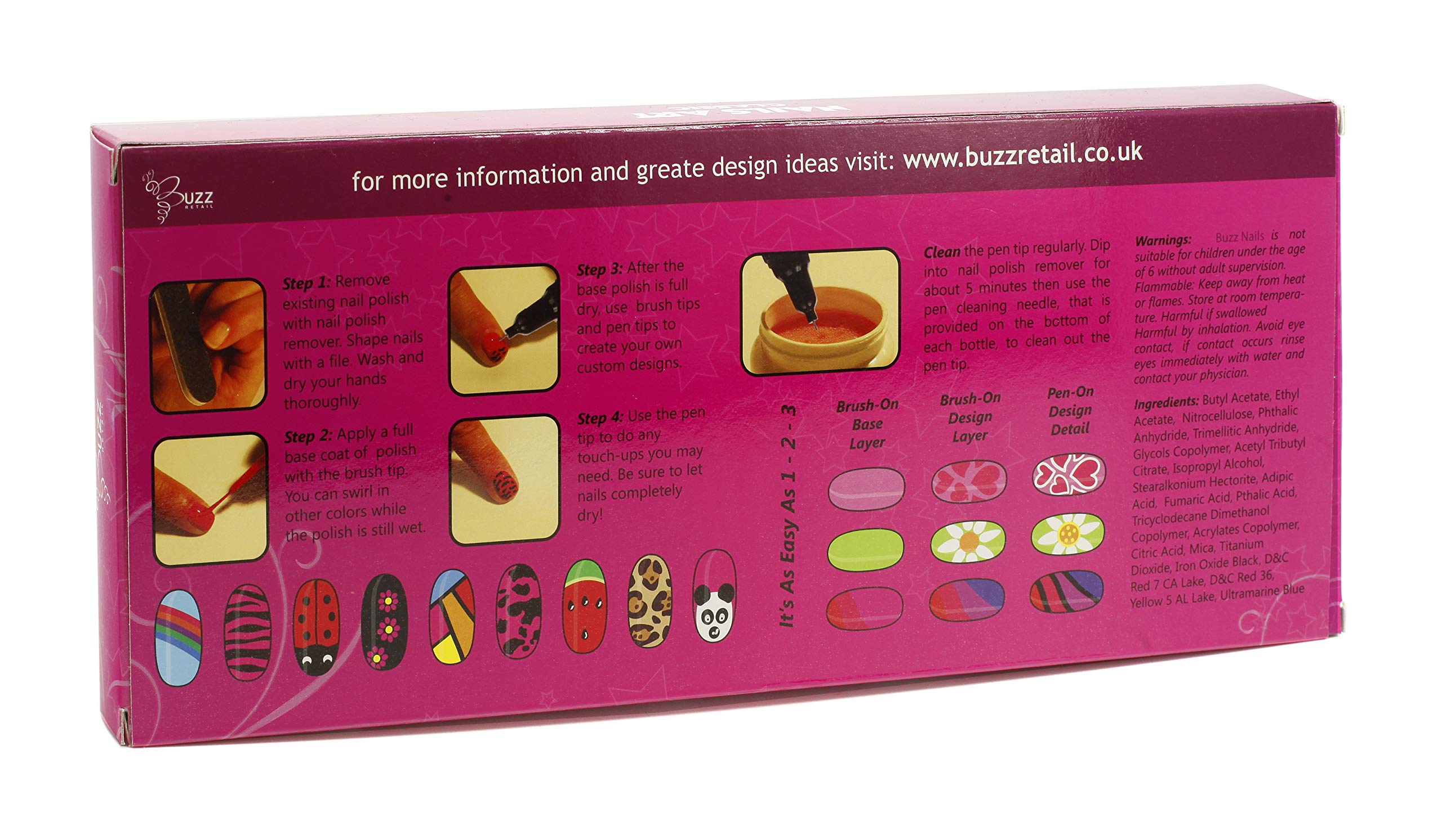 Thunder Bee Buzz Nails Classic 8 Farben Nail Art Kit Pinselstift schnell trocknend