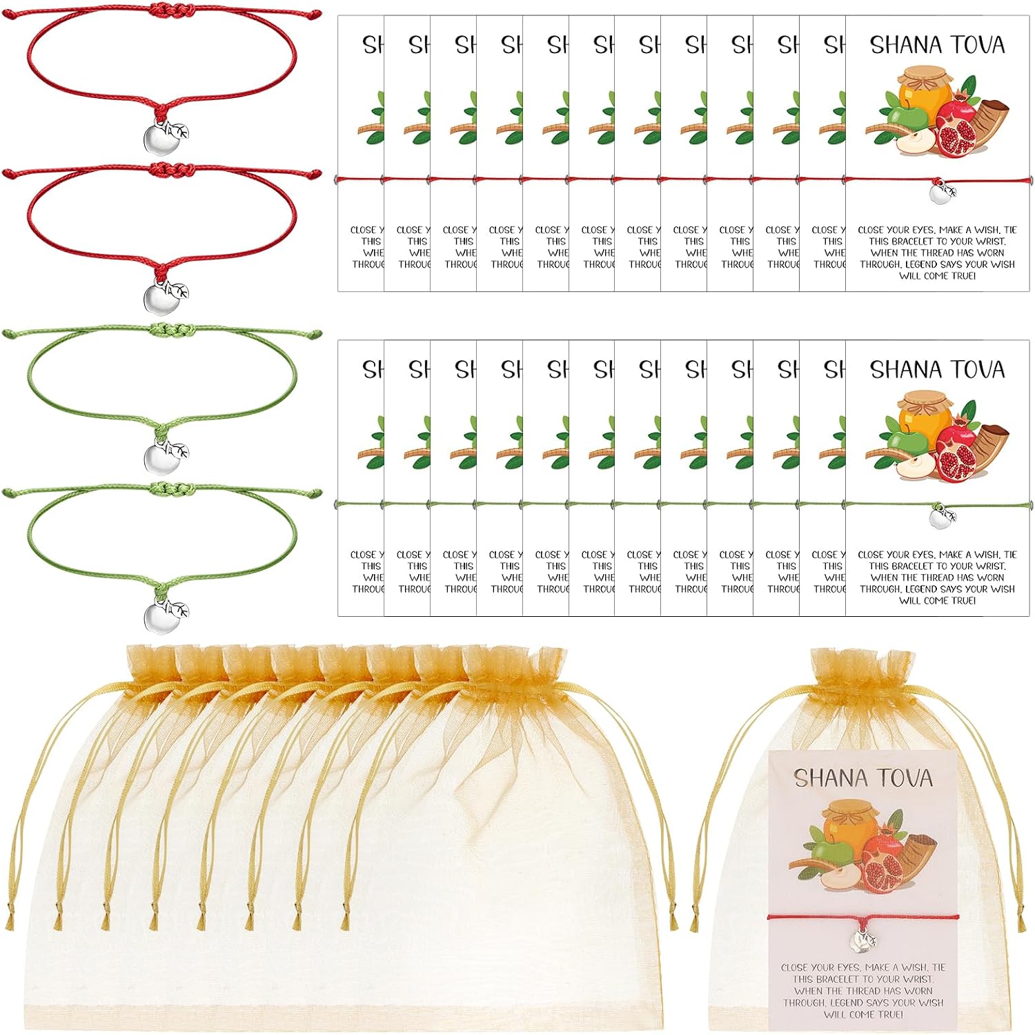 24 Set Rosh Hashanah Bracelets Adjustable String Shana Tova Party Bracelet