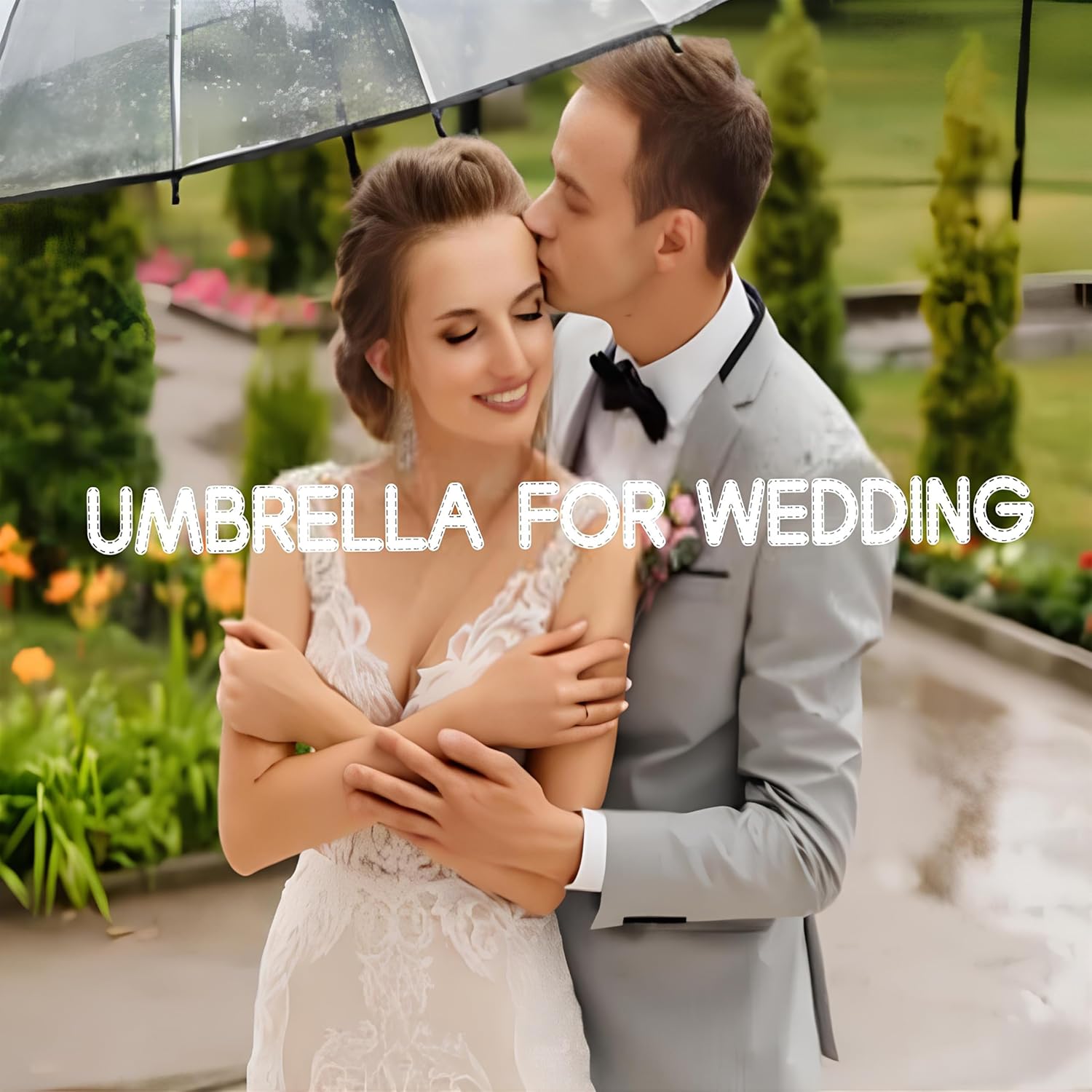 Acouto Transparent Umbrella, Full Automatic 3 Folds Folding Transparent Auto Open Close Umbrella, Vented Windproof Clear Compact Small Sturdy Umbrella for Outdoor Rain Wedding