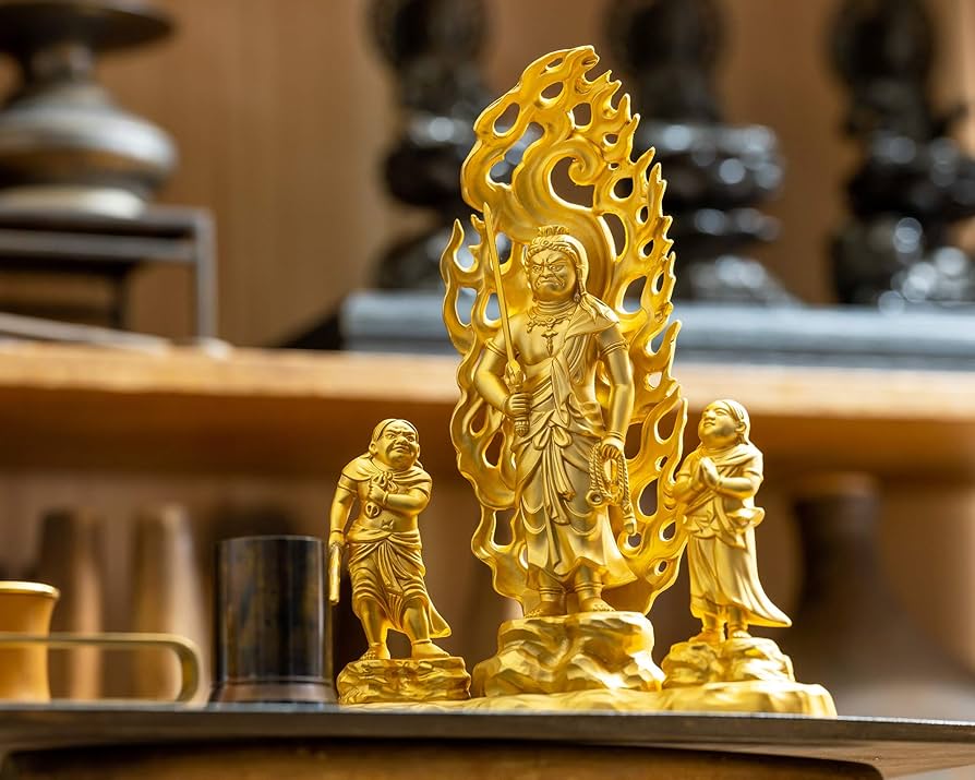 【修縁堂】十二日フルセット 仏像立像 金メッキ 招財開運 無病息災 美術工芸品 Amazon｜仏像 童子不動明王 16cm(金メッキ/24金) 仏師：牧田秀雲