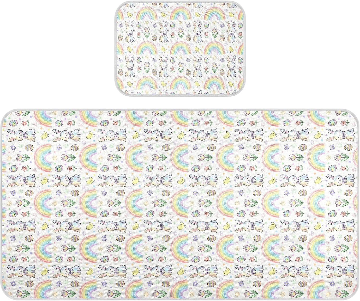 Baby Cooling Mat Easter Bunny Egg Ice Silk Breathable Mesh Summer Crib Mattress Pad with Pillowcase, Soft Cooling Sleeping Surface for Infant & Toddler, 52"x28"