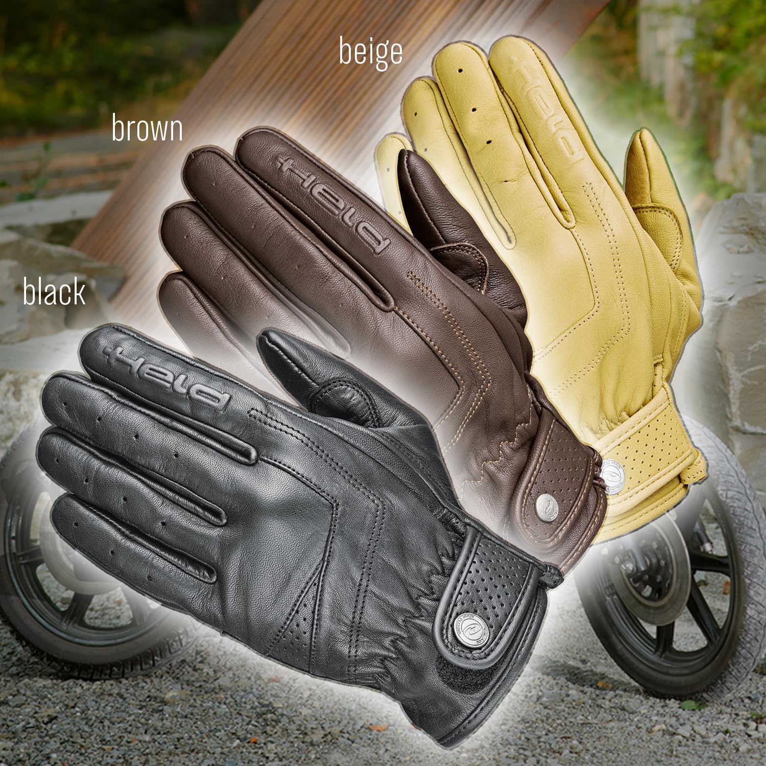 Held Classic Rider - Urban Motorrad Handschuhe Herren - Leichte Sommer Motorradhandschuhe, Ziegenleder, perforierte Finger, Atmungsaktiv, CE-Zertifiziert Level 1, Schwarz, Größe 14