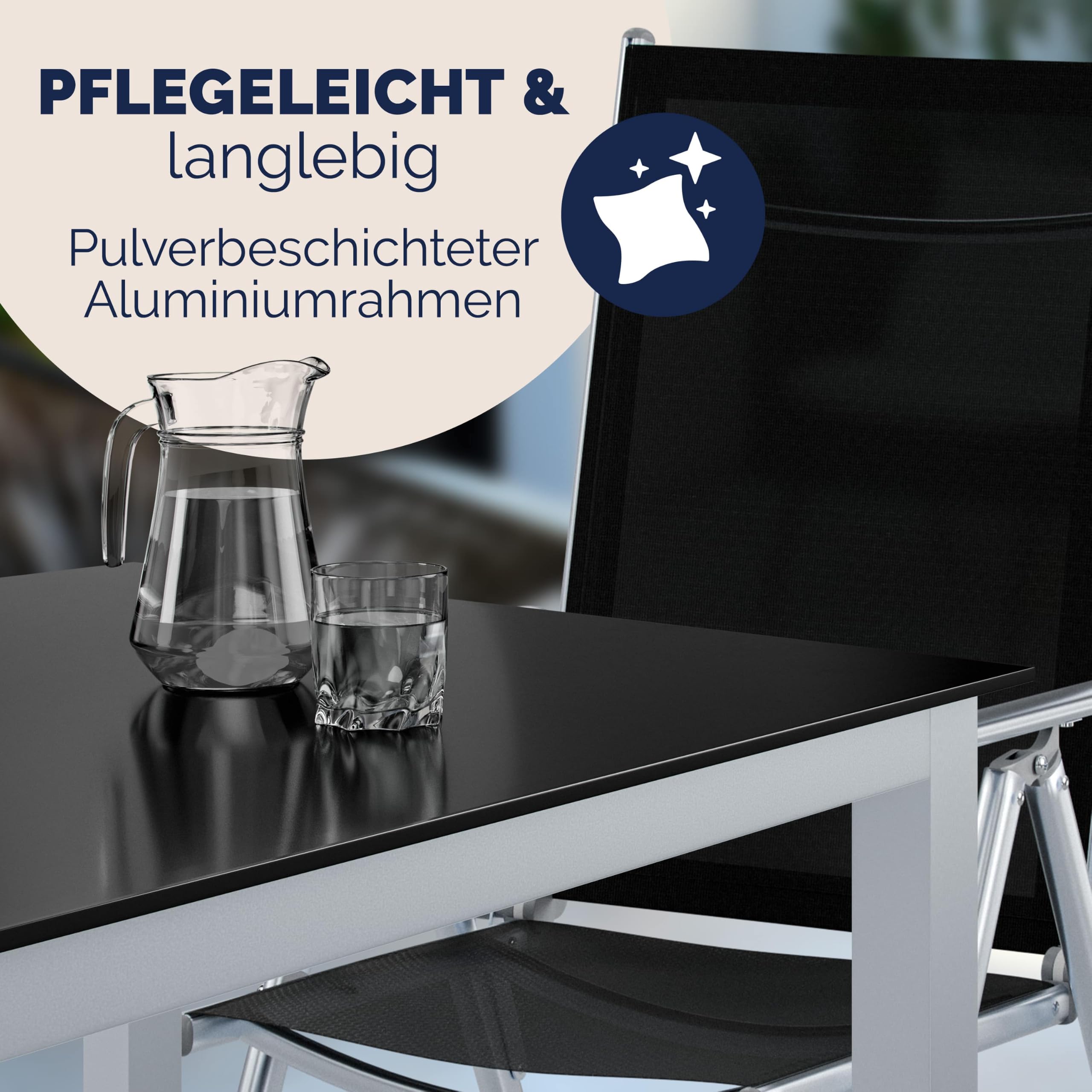 Casaria® Gartenmöbel Set 8 Stühle mit Tisch 190x90cm Aluminium Sicherheitsglas Wetterfest Klappbar Modern Terrasse Balkon Möbel Sitzgruppe Garnitur Bern