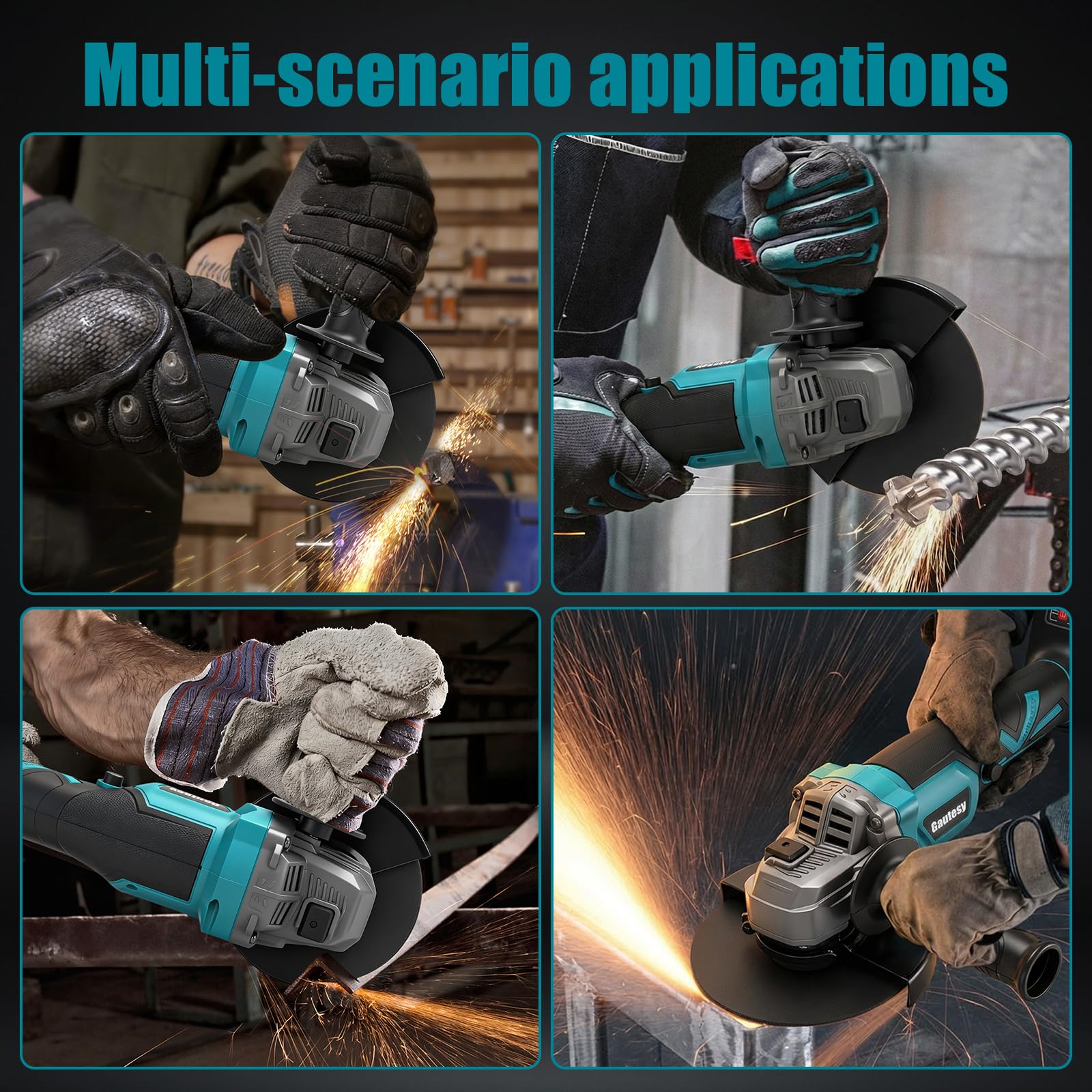 Smerigliatrice angolare senza fili per Makita 18 V, senza spazzole 1200 W, 125 mm, senza fili, flessibile con 3 velocità con 2 dischi abrasivi e 2 dischi da taglio per taglio, rettifica e lucidatura
