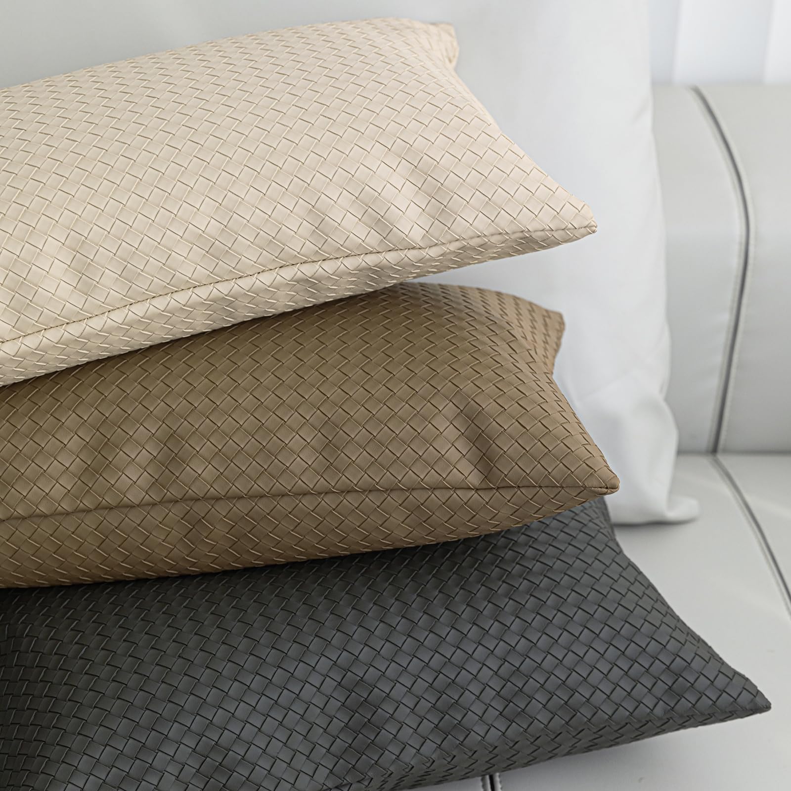Federa per cuscino in pelle PU, stile country, moderna, per divano, ufficio, camera da letto, cachi, 30,5 x 50,8 cm, accessorio decorativo per la casa