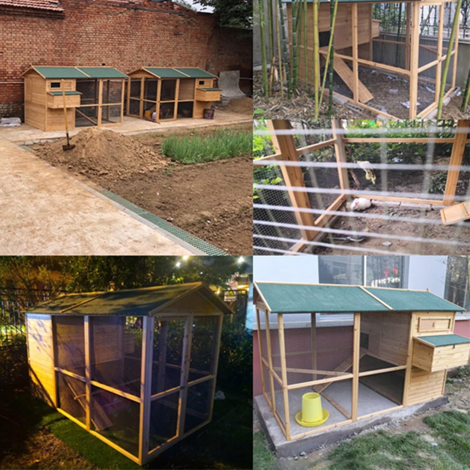 Kaninchenstall Holz Kaninchenstall mit Rampe Outdoor Hasenkäfig Wasserdicht Asphaltdach Geflügelkäfig für Kaninchen, Meerschweinchen und Hühner