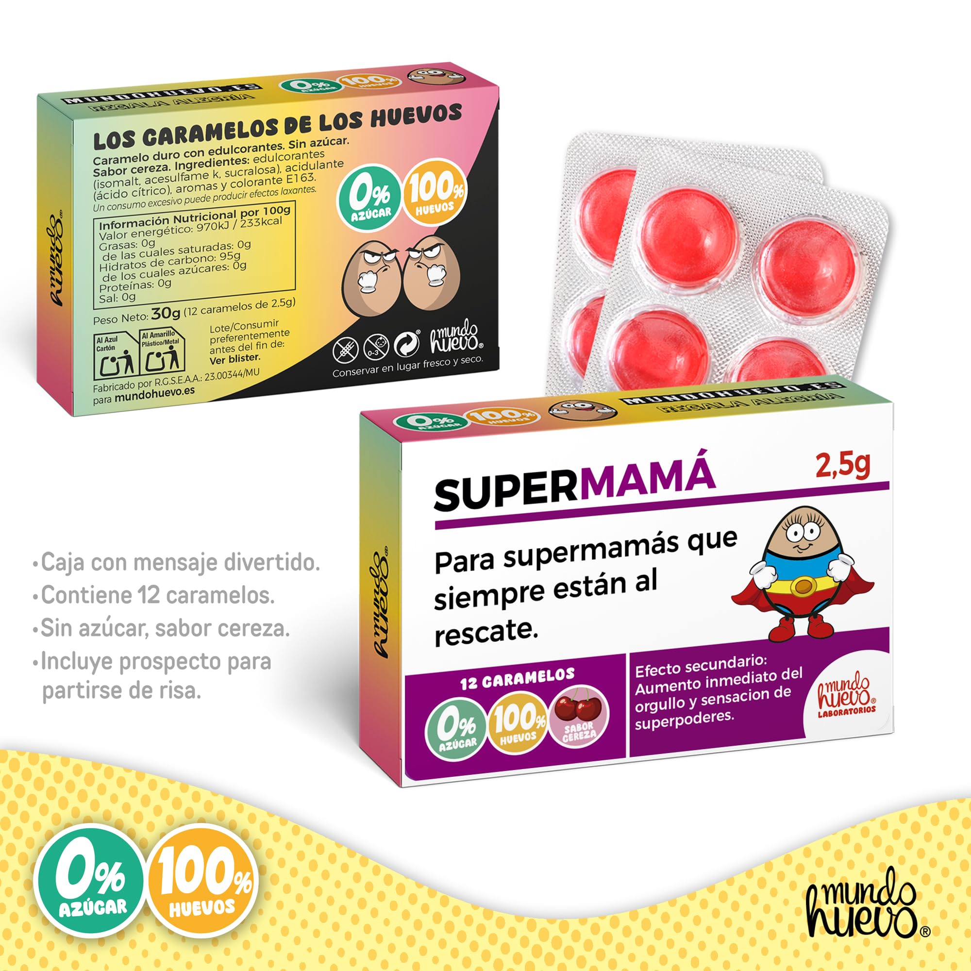 mundohuevo Regalo para el día de la Madre | Taza de Cerámica + Calcetín Sorpresa + Caramelos SuperMama | Super Mamá que bebe aquí Mola | Detalle Original — view 3