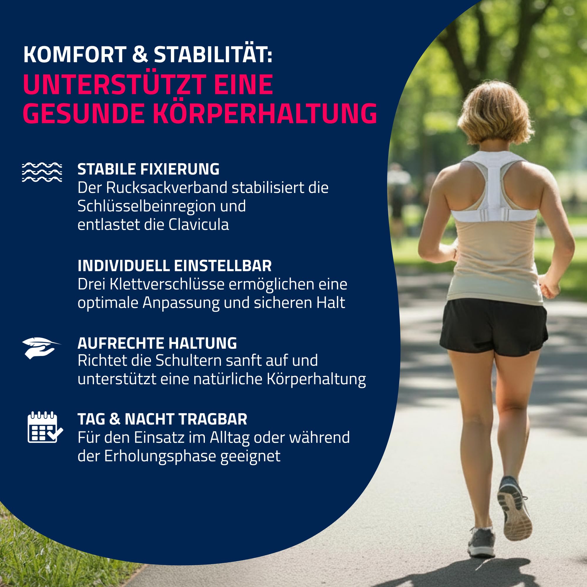 Seeger Rücken Geradehalter & Haltungskorrektur – Rückenstützgürtel für Damen und Herren, Schultergurt Haltungskorrektur für geraden Rücken, Clavicula Bandage, verstellbar, Made in Germany