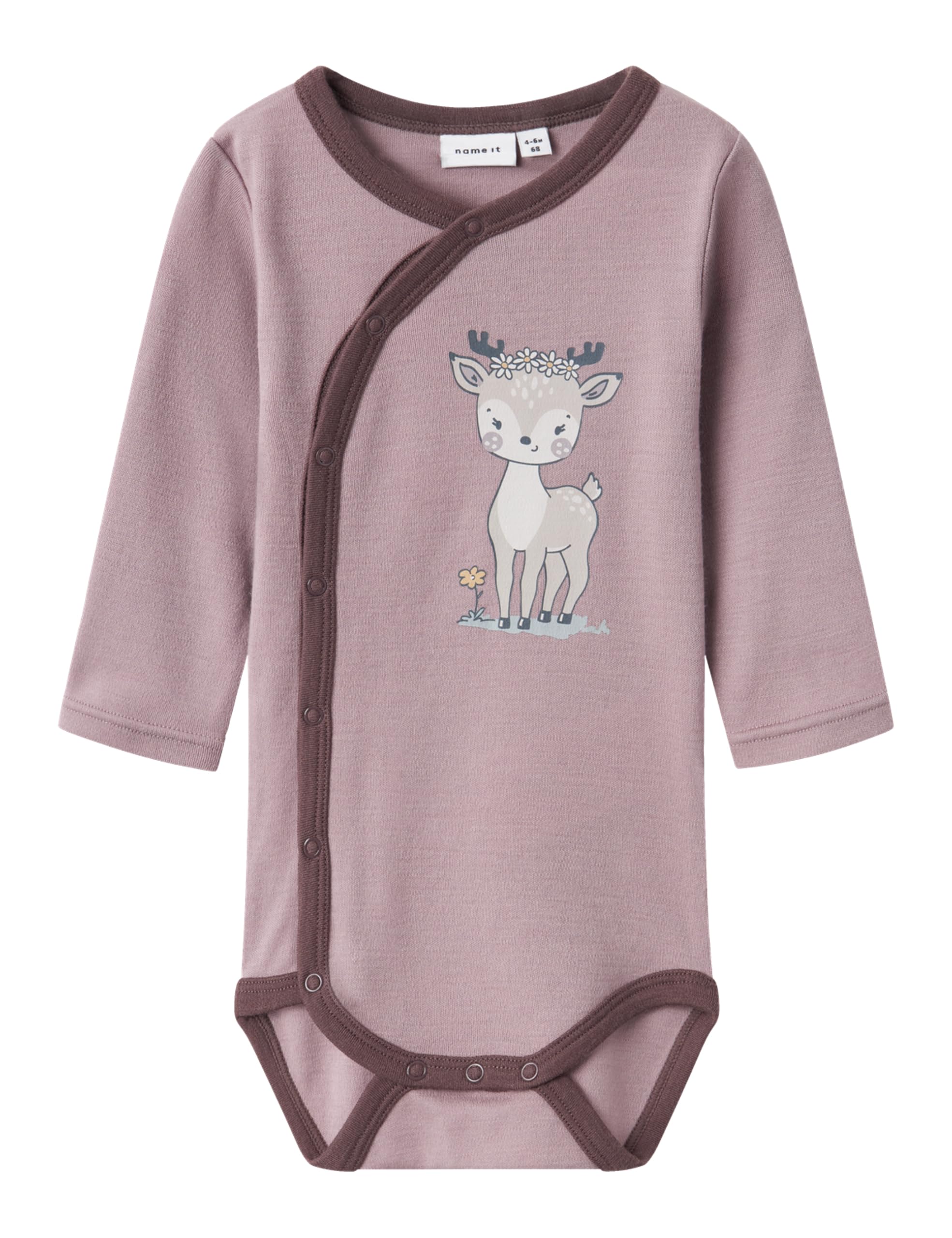 NAME IT Body z długim rękawem Niemowlęta - dziewczynki Nbfwillit Wool Ls Wrap Body