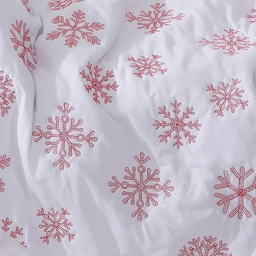 Miniatura 10 de Levtex Home Merry & Bright Collecion - Juego de edredón de sherpa de copo de nieve rojo, edredón navideño matrimonialqueen de 88 x 92 pulgadas y dos