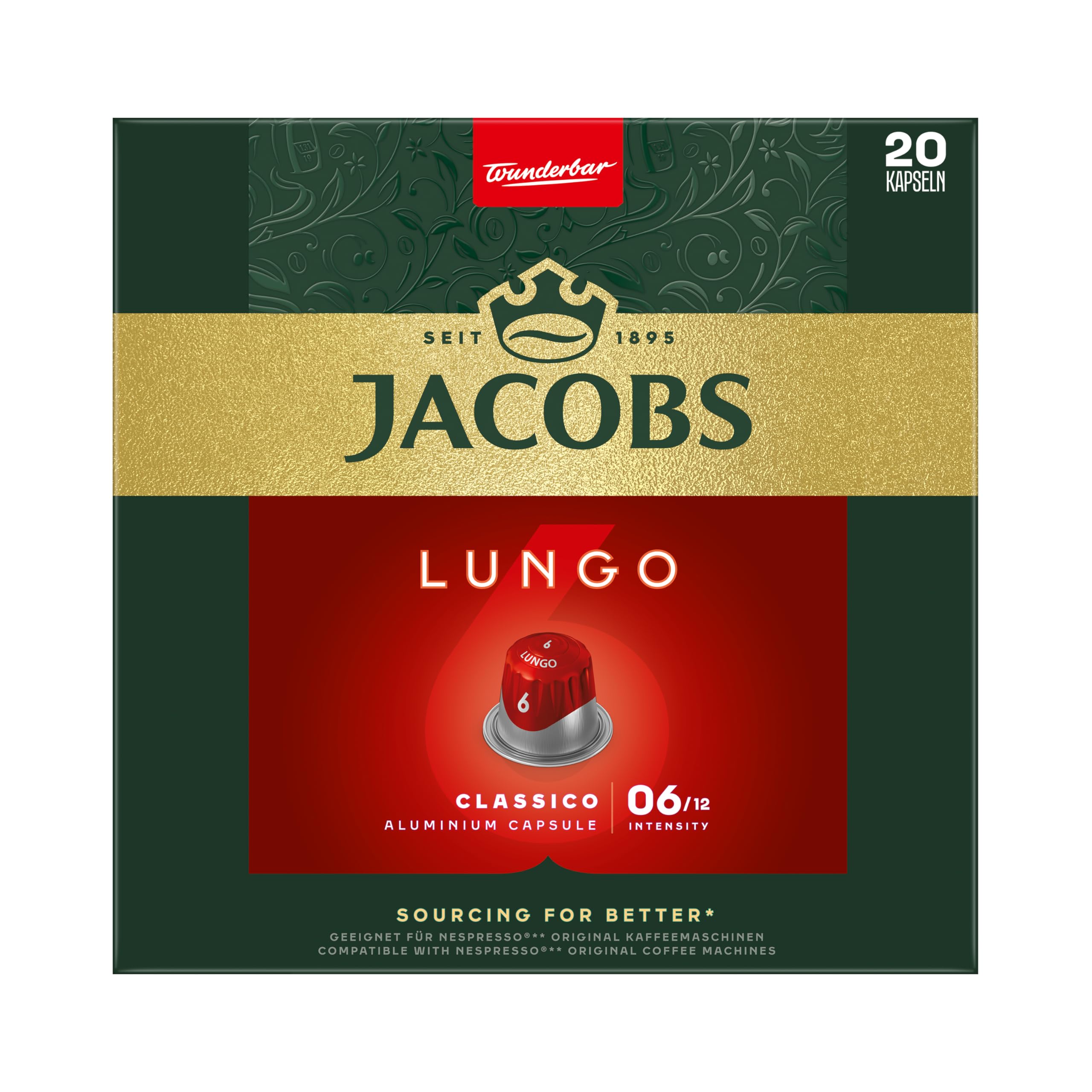 Jacobs Kaffeekapseln Vielfaltsbox, 8 Sorten, 6 x 20 + 2 x 18 Getränke, Nespresso* kompatible Kaffee Kapseln, 156 Kapseln