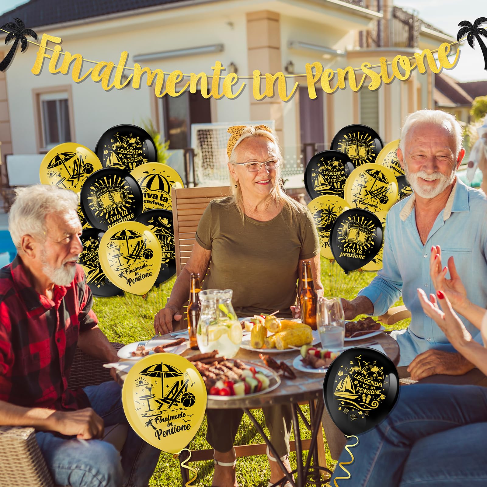 Striscione "Finalmente In Pensione" - Banner Con Effetto Glitter, 1.4 Metri - Foto 6
