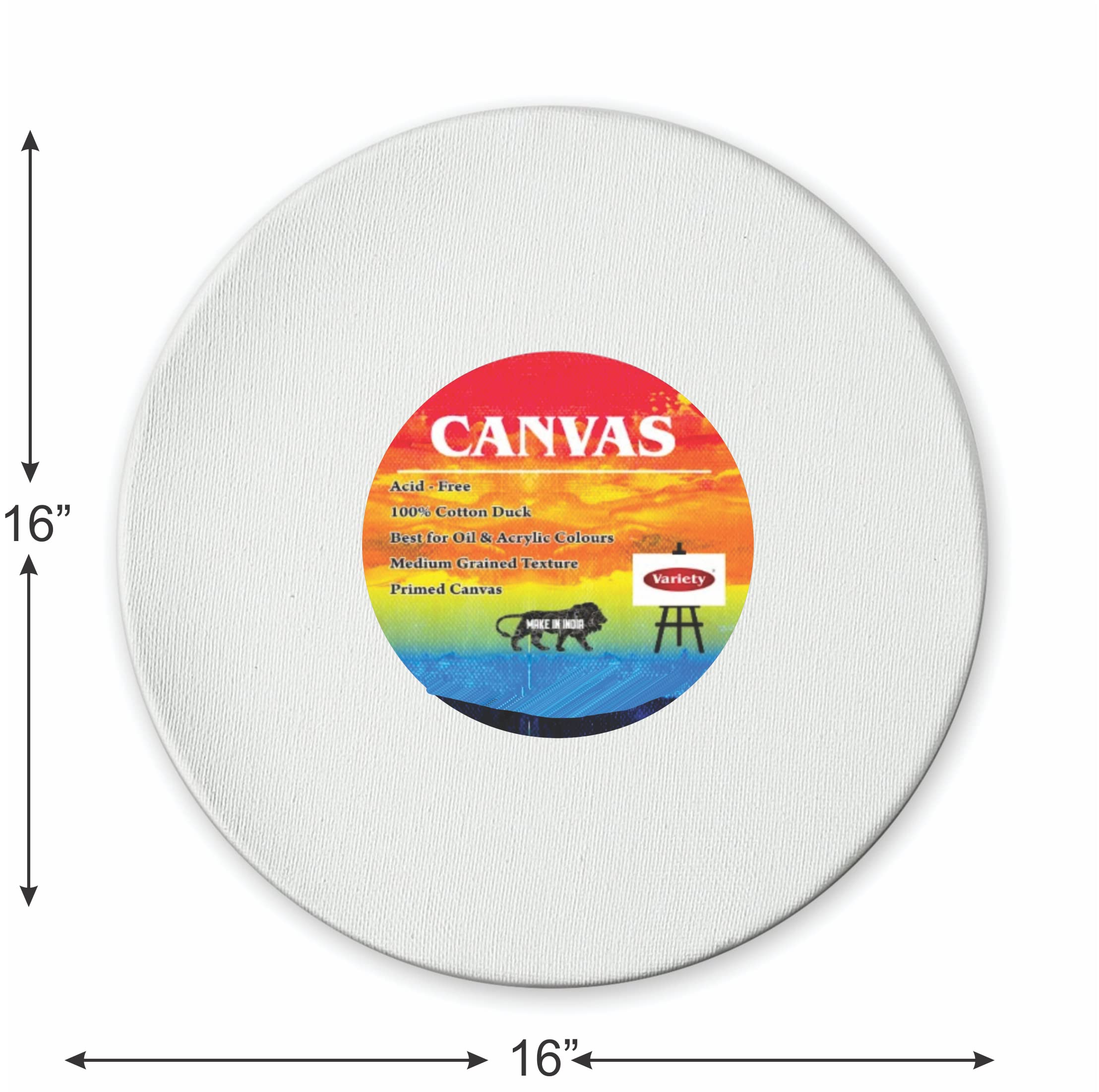Variety Canvas Okrągłe wstępnie rozciągnięte płótno 295 ml zagruntowane opakowanie 2 szt. (40 cm)