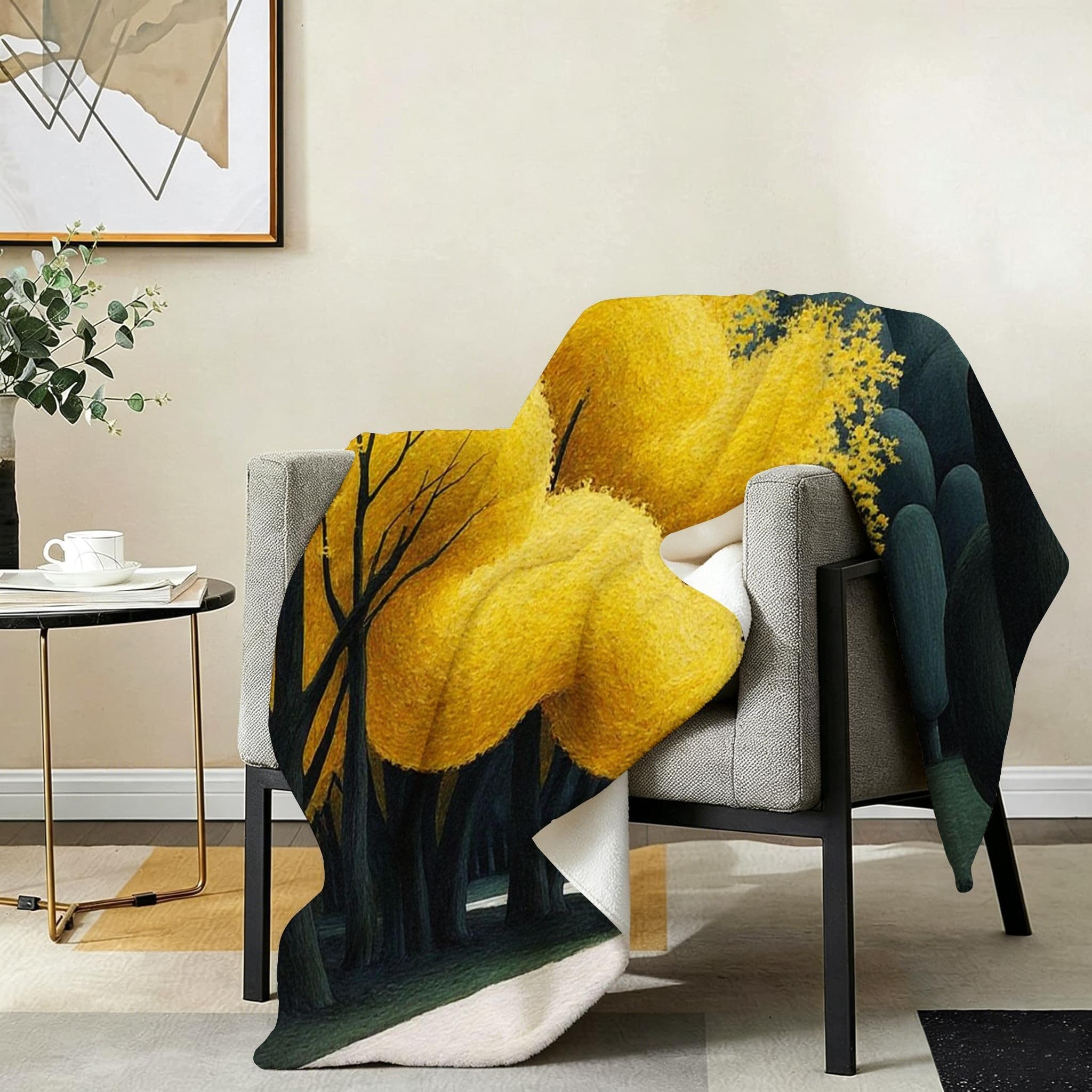 Coperta Pile Matrimoniale 240x260 cm Parco Giallo, Coperta XXL Super Morbida Multiuso Come Copriletto o Plaid da Salotto, Calda e Leggera, Protezione dal Freddo, AW4158