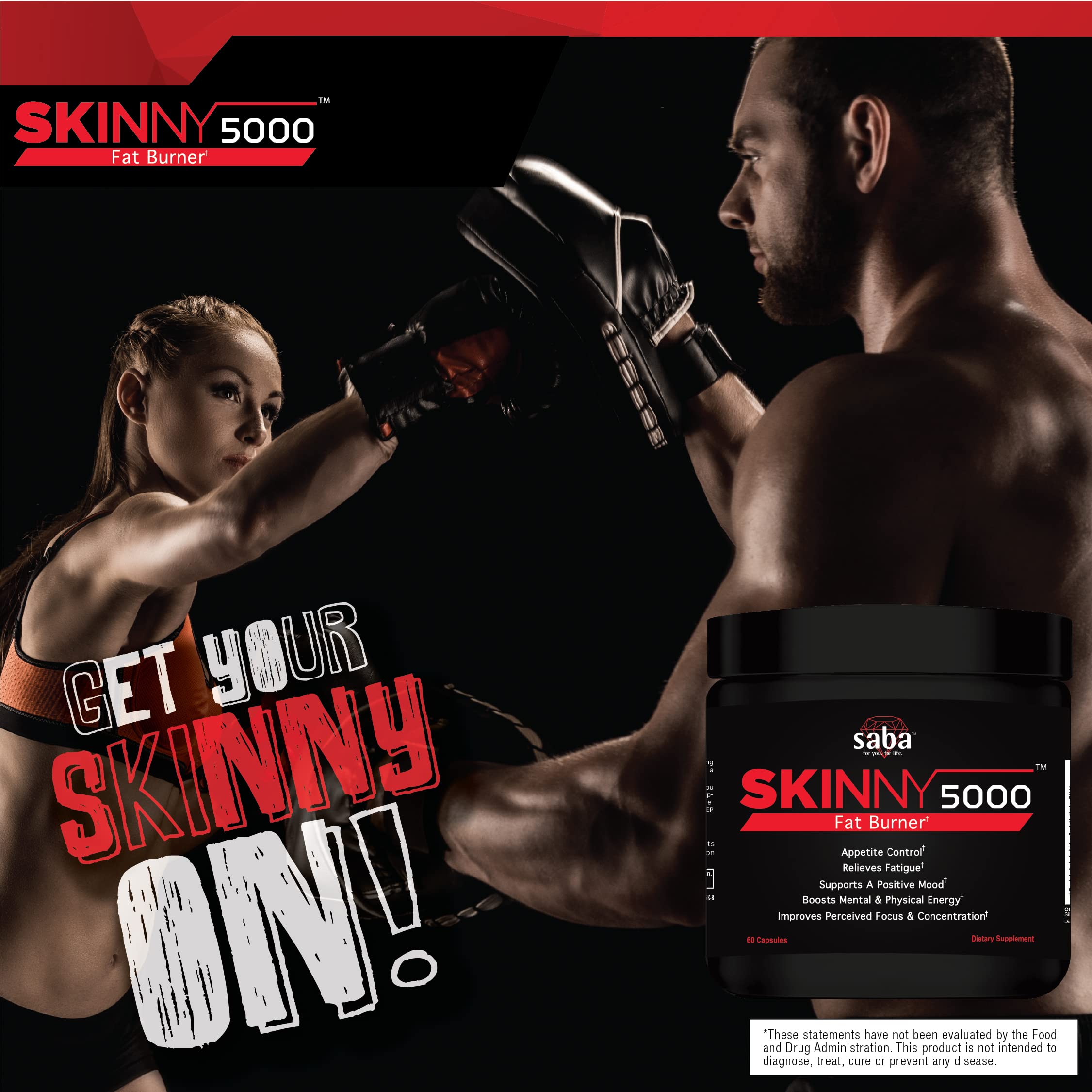 Saba Skinny 5000 -Fat Loss -Weight Loss-Appetite Control -Mild Jitter-Free Energy- Focus -60 Capsules — Amazon image 4
