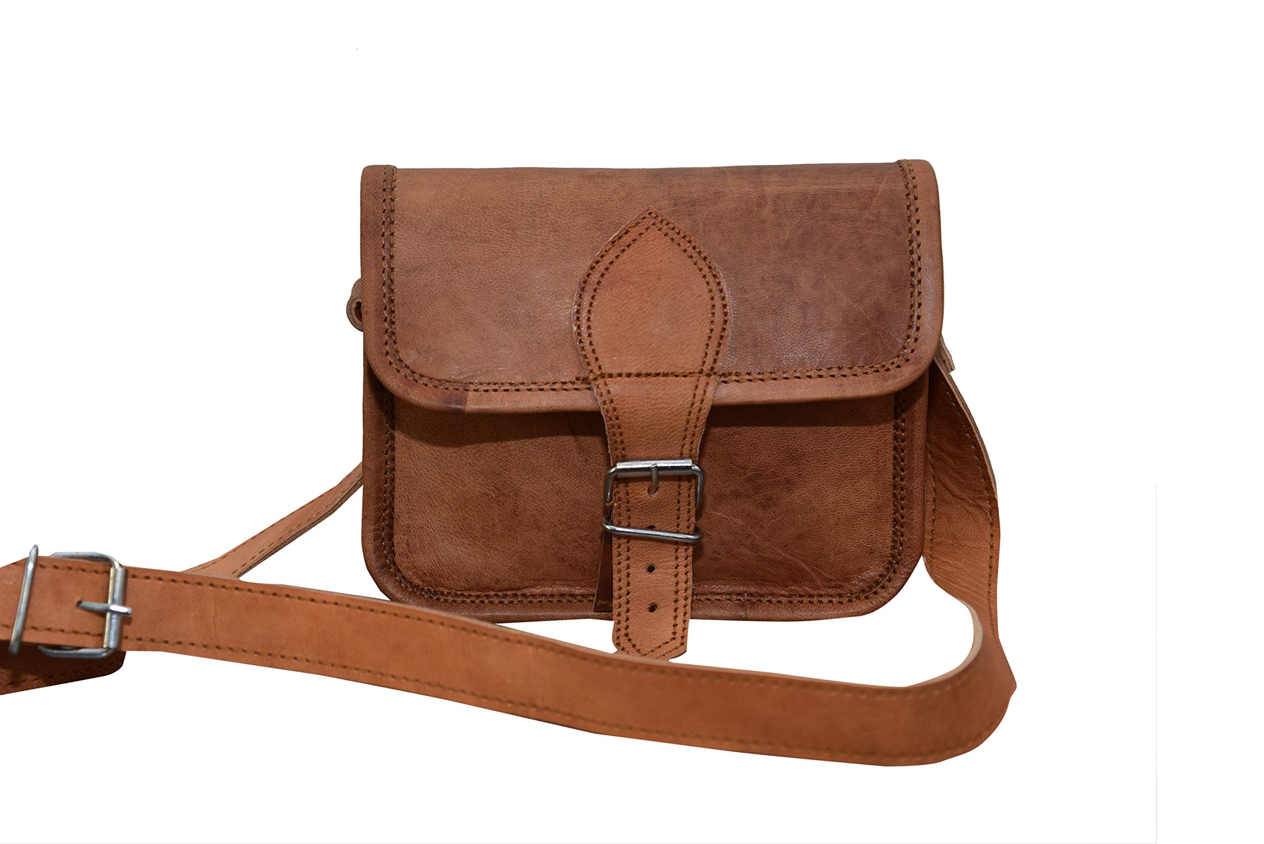 Shoulder Bag Nature Goat Small Shoulder Handbag Vintage Unisex Brown 049