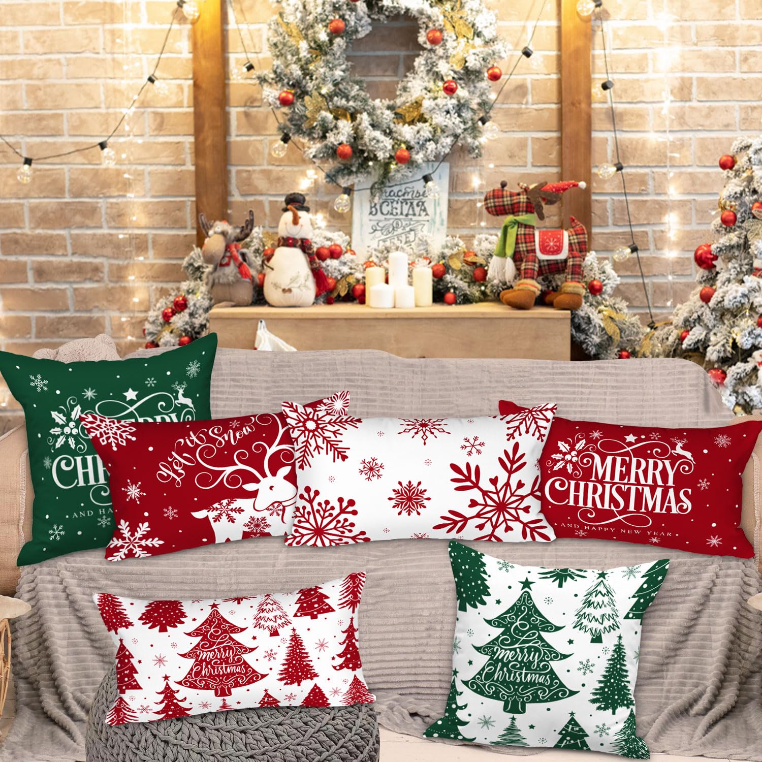 Lanpn 30x50 cm Christmas Cushion Covers Set of 4 - Image 2