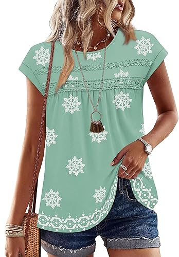 WIHOLL Womens Summer Tops Trendy 2026 Lace Crochet Cap Short