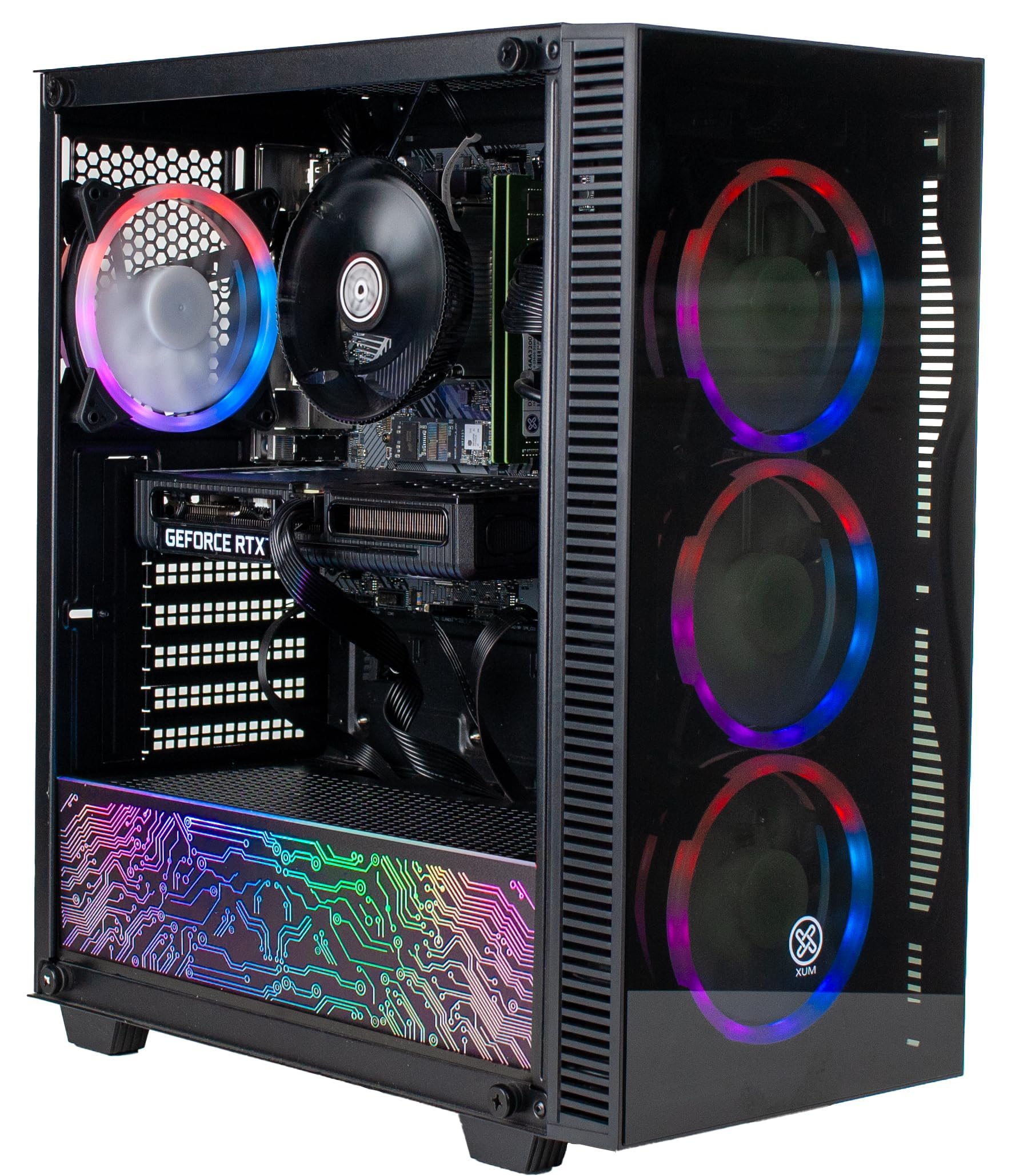 XUM Titan Prebuilt Gaming PC: Intel Core i5-10400F, Nvidia Geforce RTX 5060 8GB, 32GB DDR4 RAM, 500GB NVMe SSD, 1TB HDD, 700W PSU 80+ Bronze, aRGB, WiFi 5, Windows 11 Home, Entry Level, Black Case