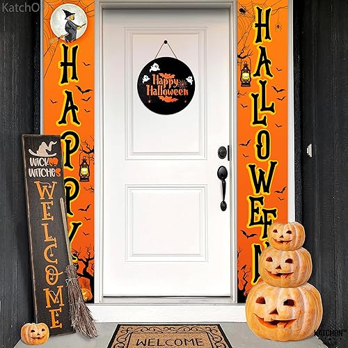 Miniatura 8 de KatchOn, Cartel de puerta de Feliz Halloween  XL, 72 x 12 pulgadas  Cartel de Feliz Halloween al aire libre  Decoración de puerta de Halloween