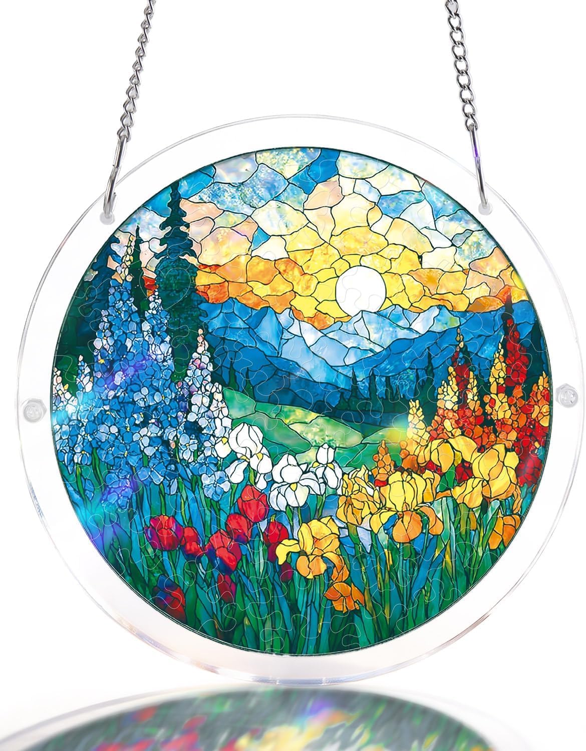 Acrylic Puzzles Suncatcher, Blossom Sea Puzzle, Acrylic Suncatcher Puzzles for Doors Garden, Mother's Day Christmas Birthday Gifts for Women Men (S - 7.4 * 7.4in) — image 1