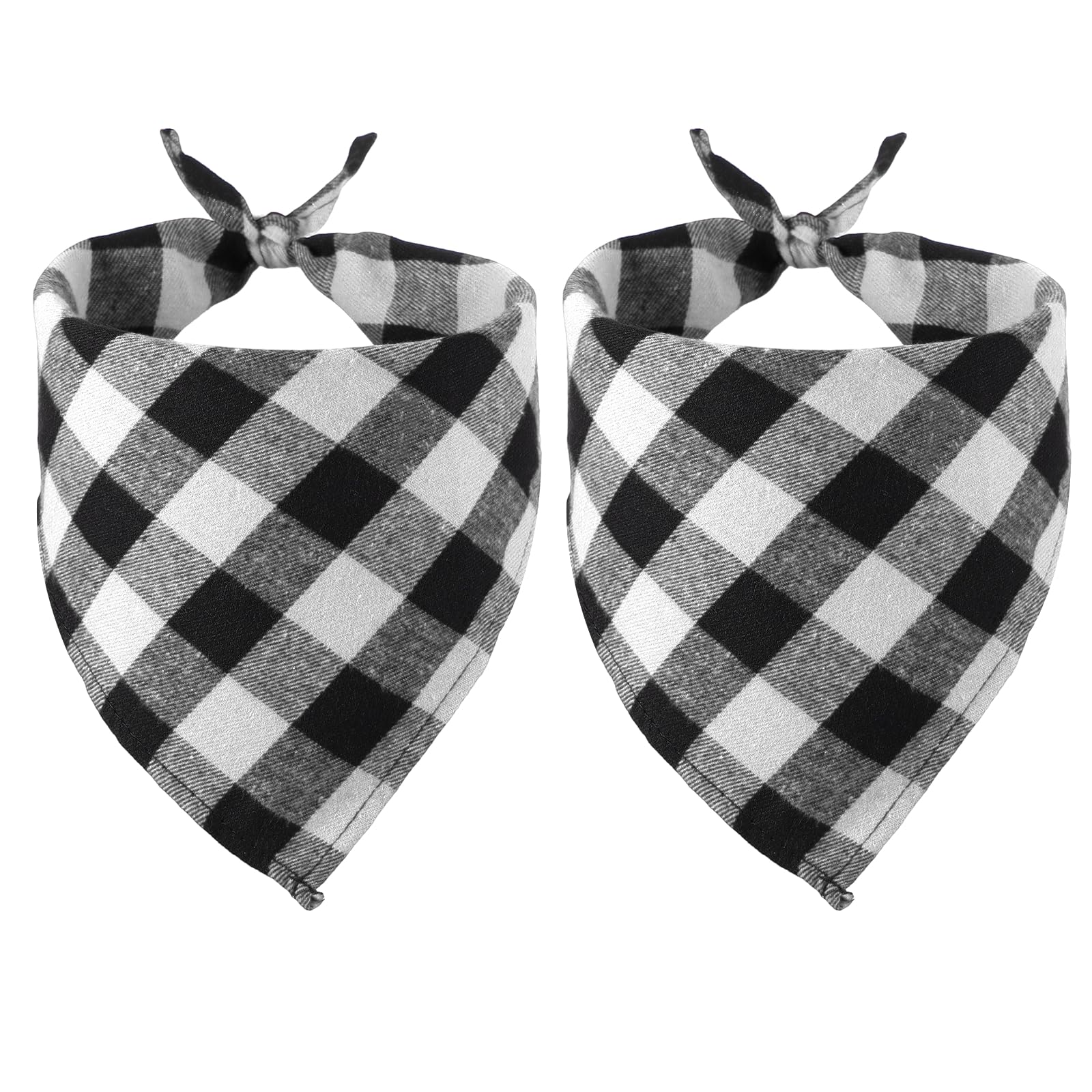 PATIKIL Dog Bandana, 48 x 34 cm Cat Scarf Buffalo Plaid Printing Triangle Handkerchief Accessories Adjustable Bibs Washable, (White), Intended for Small Medium, Large Pet/Puppies