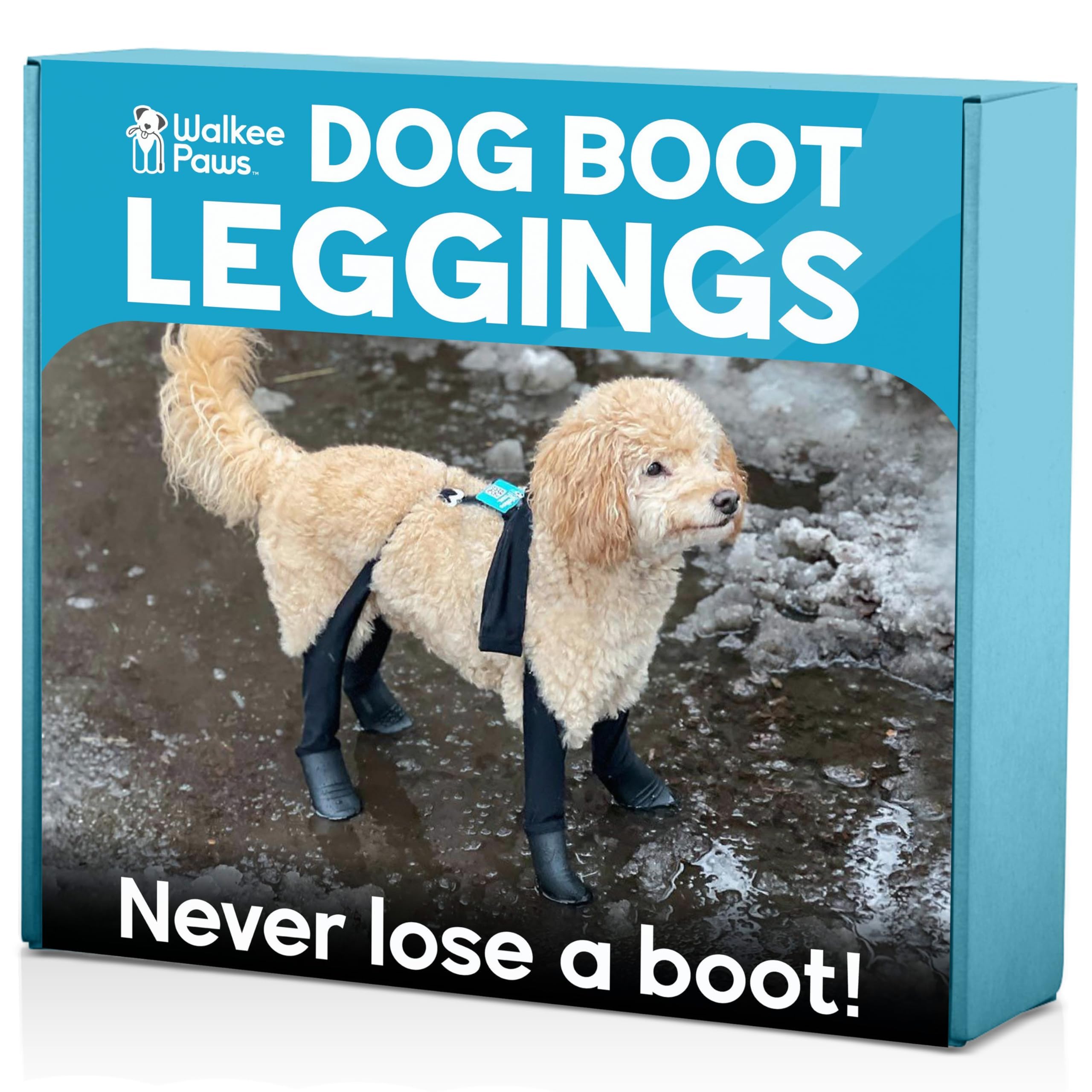 100% Waterproof Dog Boots Connected to Leggings so They Stay on. Easy-On Paw Protectors with an Adjustable fit. Snow & Rain, Anti-Slip Traction, Machine-Washable (Black, Small)