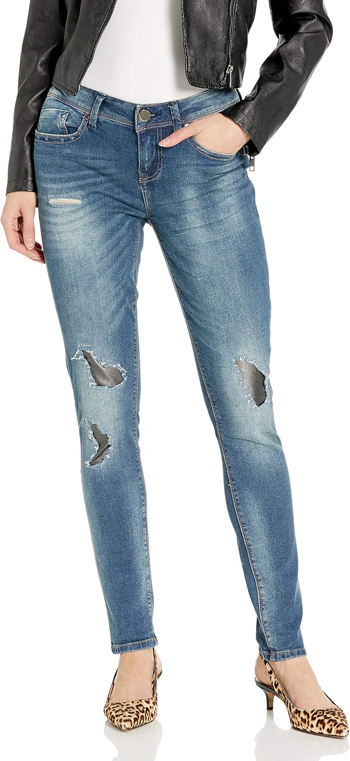 Jeans with leather patches Clearance