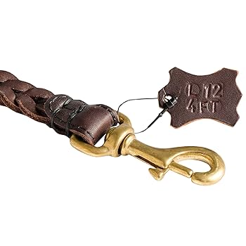 Amazon | 犬用本革リード 丸革 三つ編み付 180cm 茶色