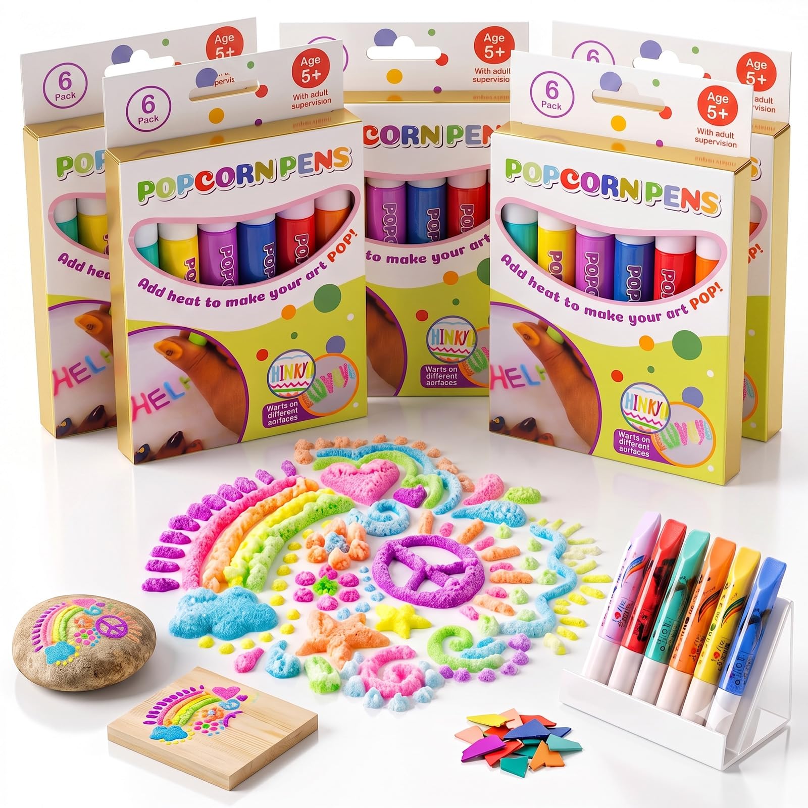 Magic 3D Popcorn Pens, DIY Puffy Bubble Drawing Markers，30pcs