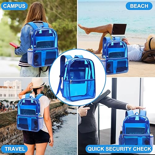 Miniatura 5 de REAWUL Mochila transparente resistente grande TPU mochilas transparentes, Azul, Moda